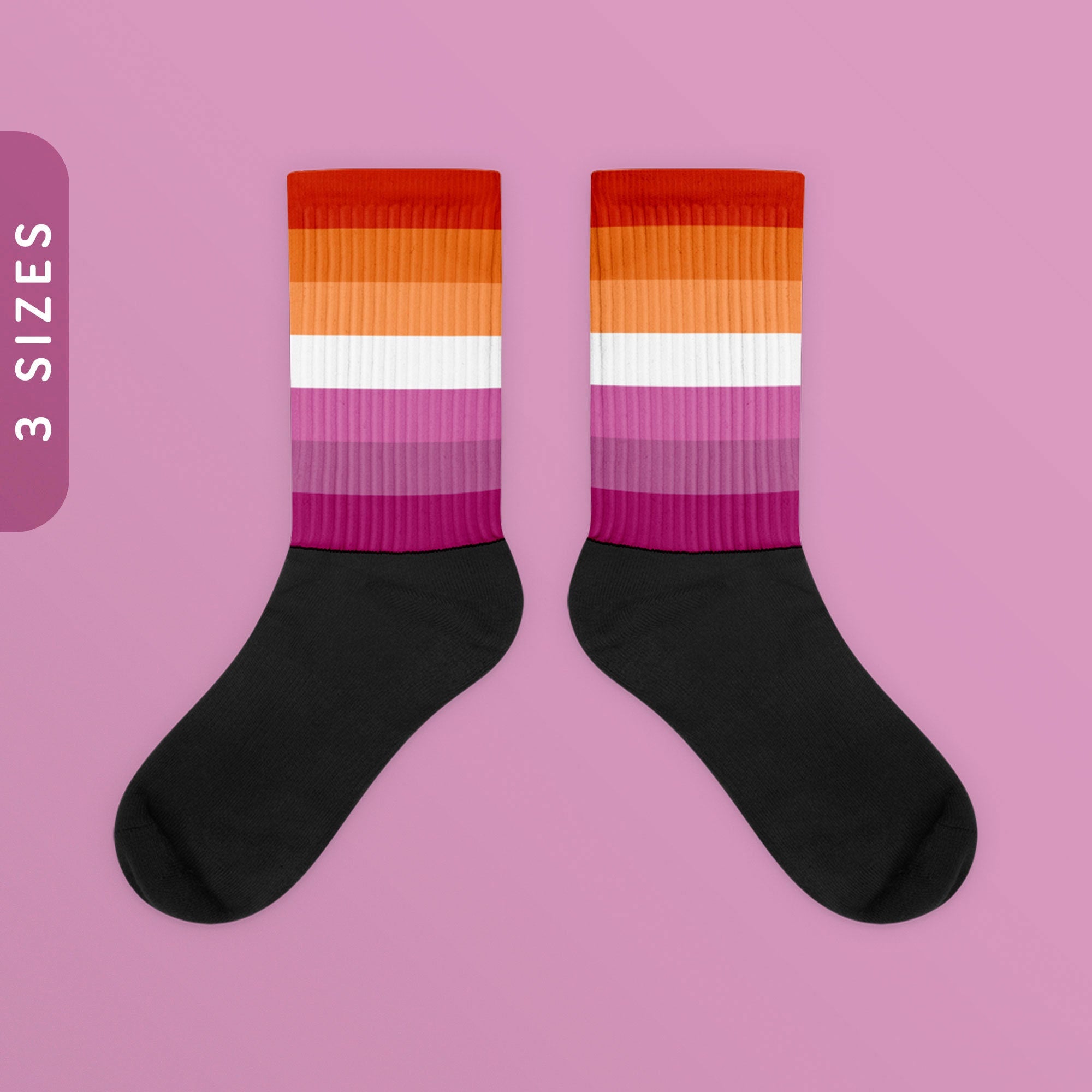 Lesbian Flag Color Socks Black Foot Sublimated Socks Lesbian Pride Flag Socks Butch Femme Lesbian Gift Ally Pride Wear Graphic Tee – Easygoing Wear · Great Gift For Fans