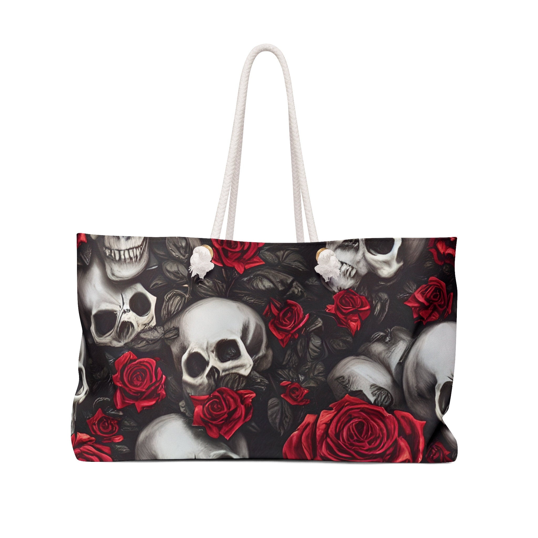 Hyper Realistic Skulls and Red Roses by artist Anne Laure Goupil Weekender Bag Tote Bag – Everyday Comfort · High-Quality Print