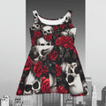 Skulls Roses Skater Dress Elegance Meets Edge by artist Anne Laure Goupil Graphic Tee – Soft Feel · Top Pick For Any Outfit