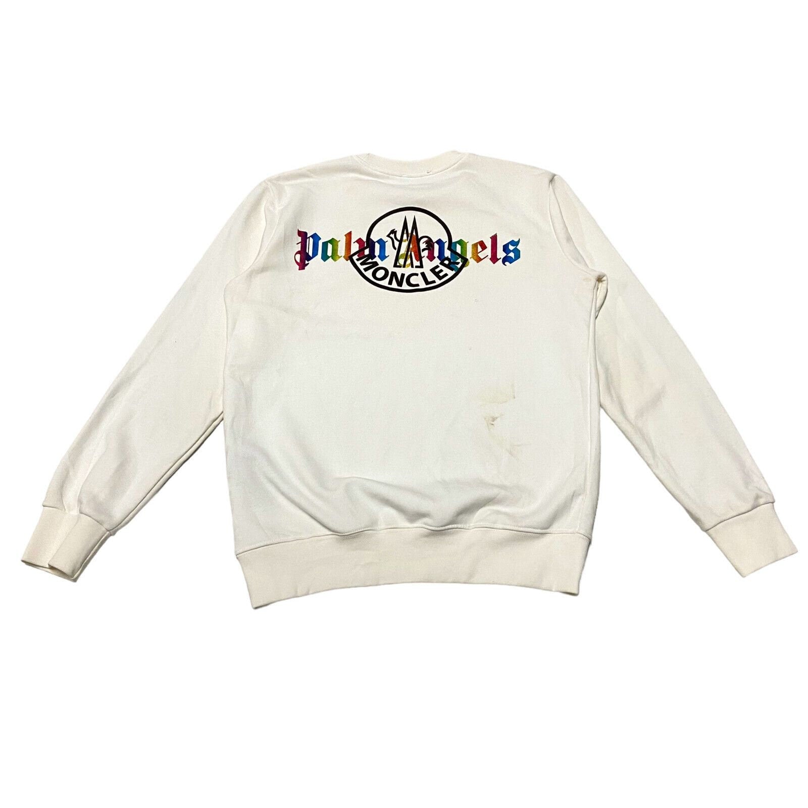 Palm Angels x Moncler Sweatshirt Vintage High End Luxury Designer White Small Sweatshirt – Cozy Vibes · Perfect For Daily Wear