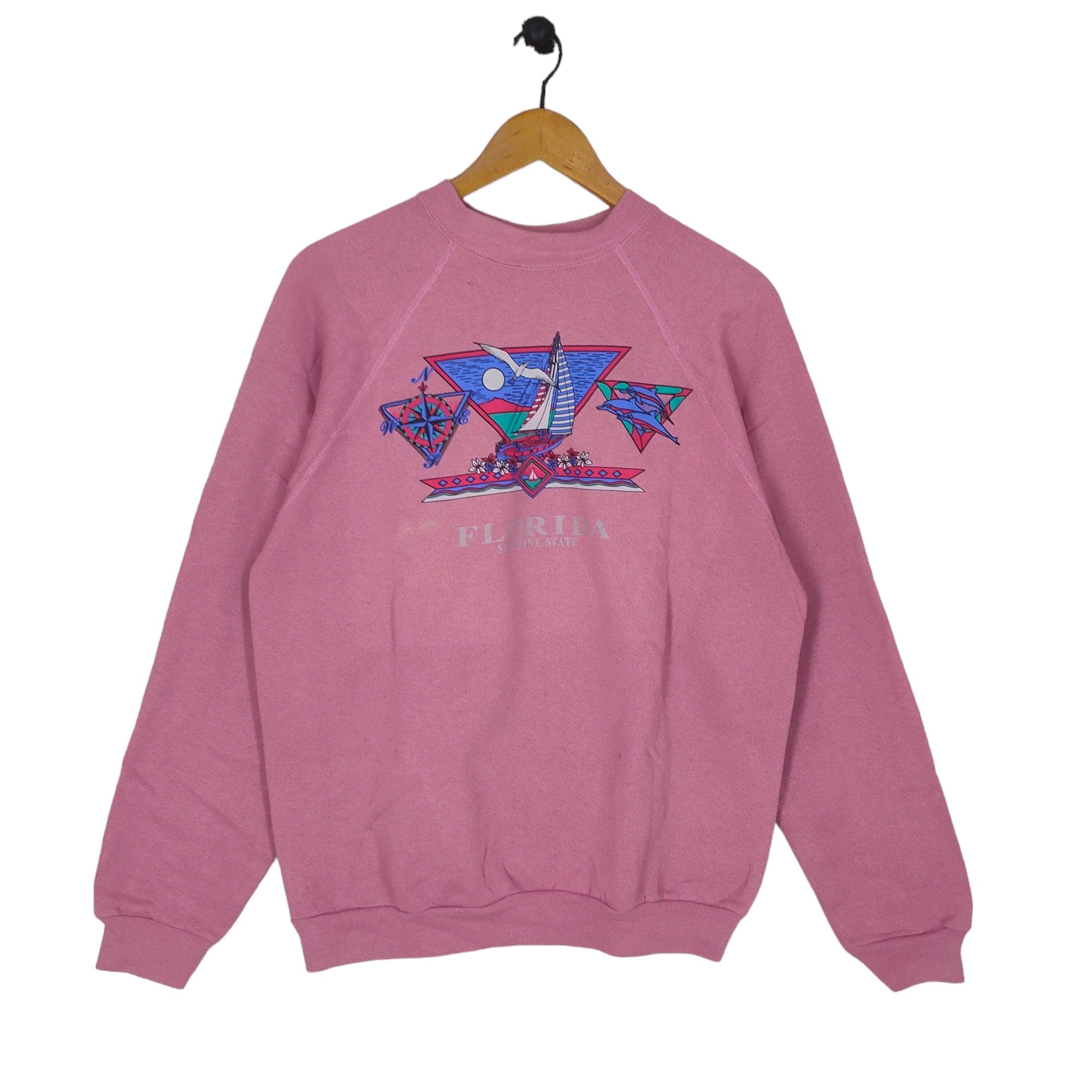 90s Florida Sunshine State Raglan Sweatshirt Large Vintage Tultex Animal Graphic Sweater Jumper Crewneck Pink Size L Sweatshirt – Cozy Vibes · Great Gift For Fans