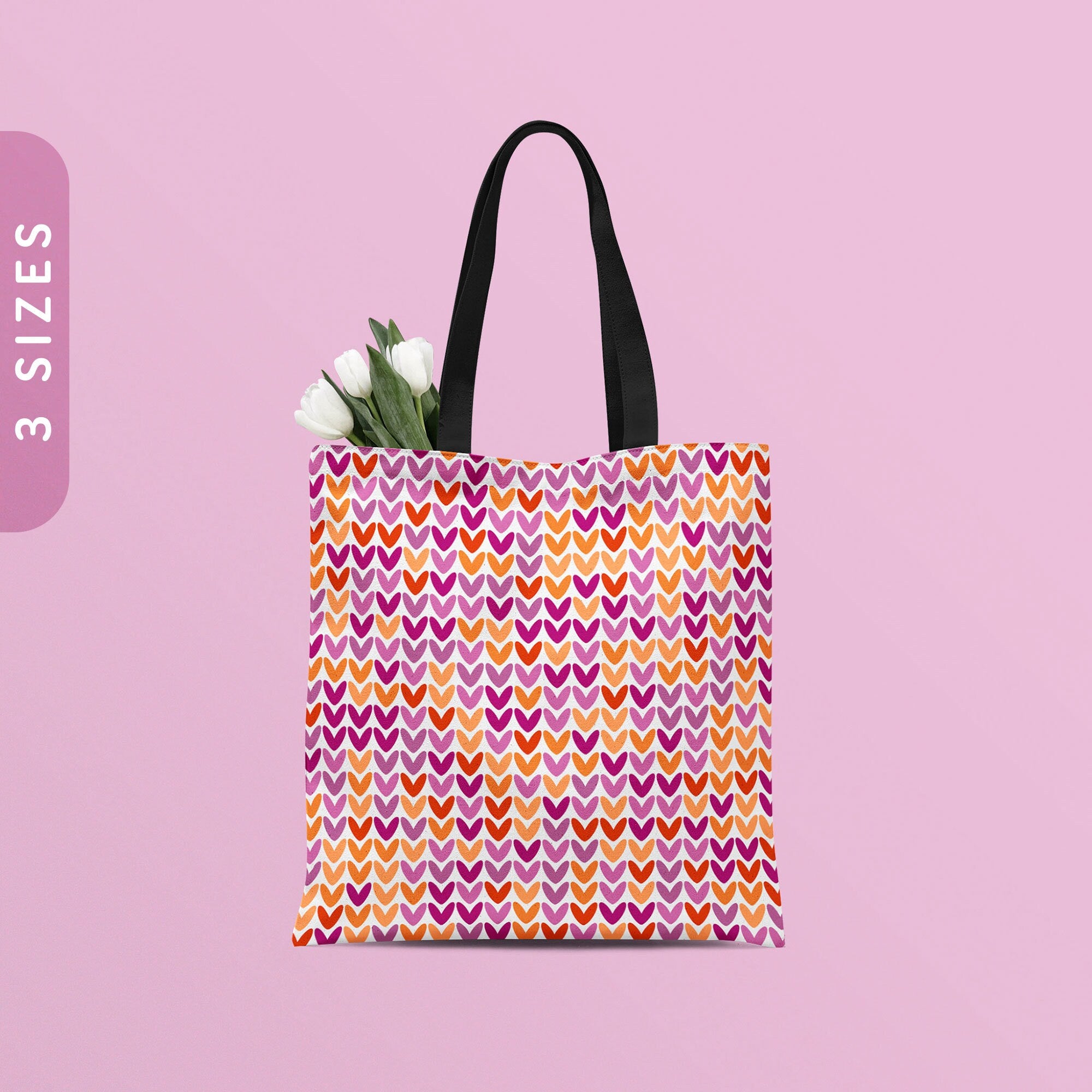 Lesbian Knit Hearts Pattern Tote Bag All Over Print Tote Bag Lesbian Pride Shoulder Bag Shopping Bag Femme Tote Bag Reusable Bag Tote Bag – Cozy Vibes · Perfect For Daily Wear