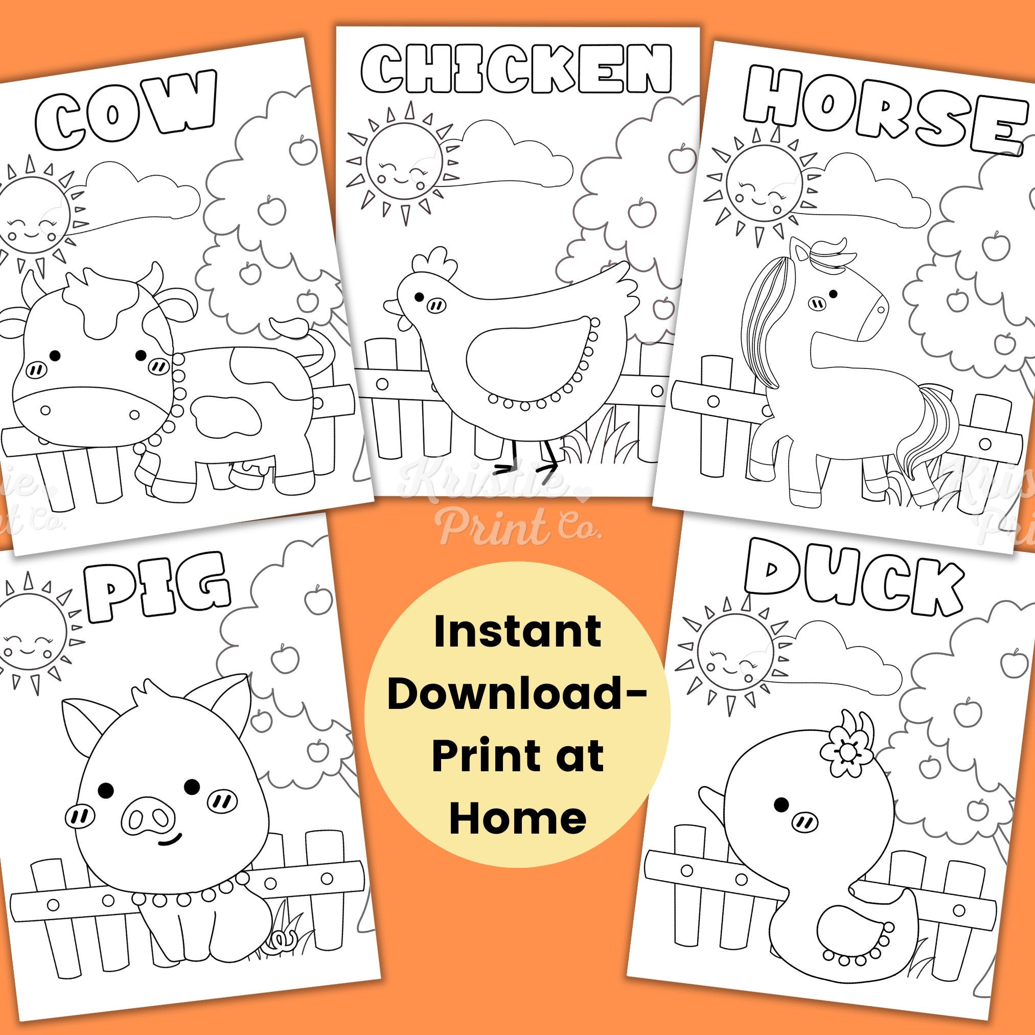 Farm Animal Coloring Pages for Kids Farm Activity Sheet Farm Birthday Party Farm Party Supplies Homeschool Printable Preschool Graphic Tee – Cozy Vibes · Top Pick For Any Outfit