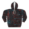 CyberPunk Cybernetic Skull breaking through a Red and Blue Neon Circuit Board Unisex Pullover Hoodie AOP Gifts for Her Gifts for Him Hoodie – Everyday Comfort · Top Pick For Any Outfit