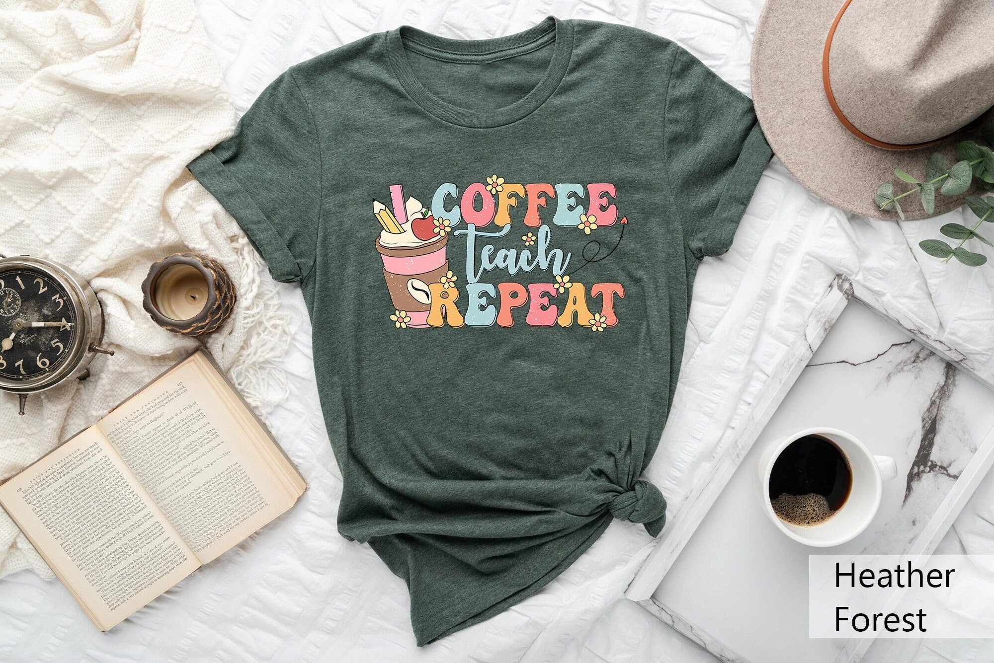 Coffee Teach Repeat Shirt Gift For TeachersCoffee Lover ShirtTeacher Appreciation T ShirtHalf Coffee Half Teacher ShirtFunny Teacher Tee Graphic Tee – Fan Favorite · Perfect For Daily Wear