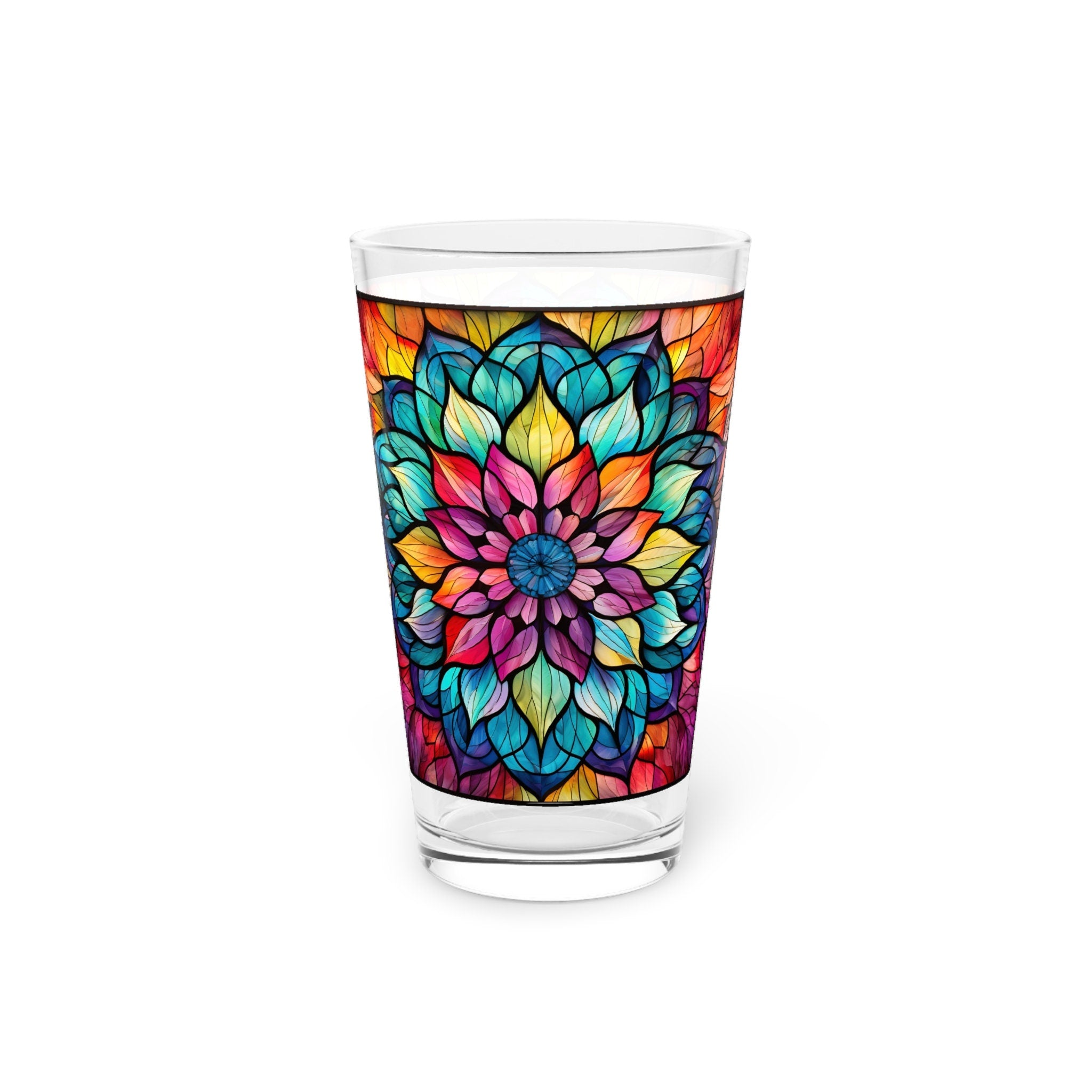 Mandela A Magical Stained Glass Artwork on a 16oz Pint Glass Gift idea gifts for home decor housewarming gift Graphic Tee – Soft Feel · Must-Have Style