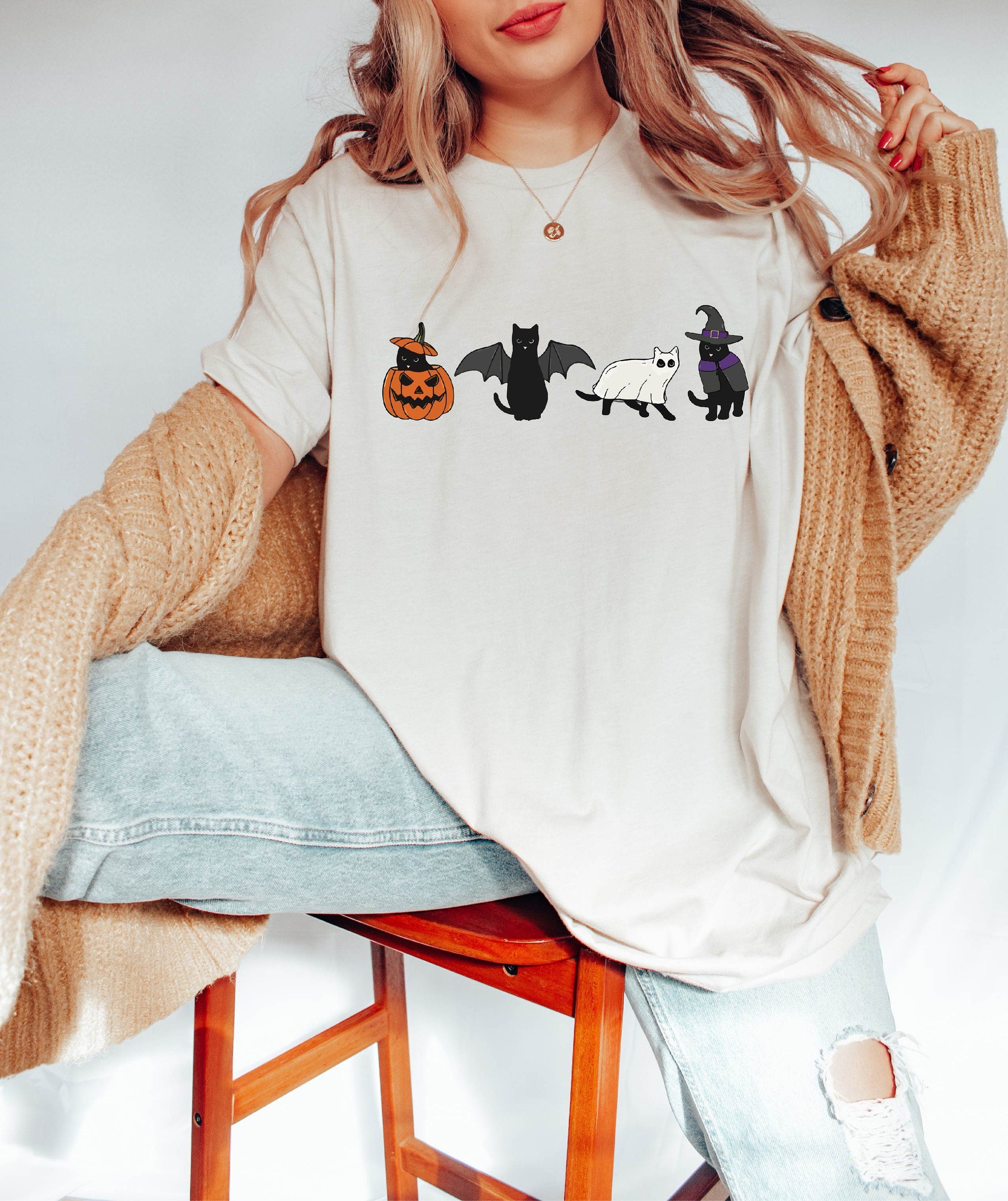 Halloween Shirt Cat Halloween Shirt Ghost Cat Shirt Halloween TShirt Halloween Cat Shirt Black Cat Shirt Spooky Season Halloween Gift Graphic Tee – Premium Graphic · Perfect For Daily Wear