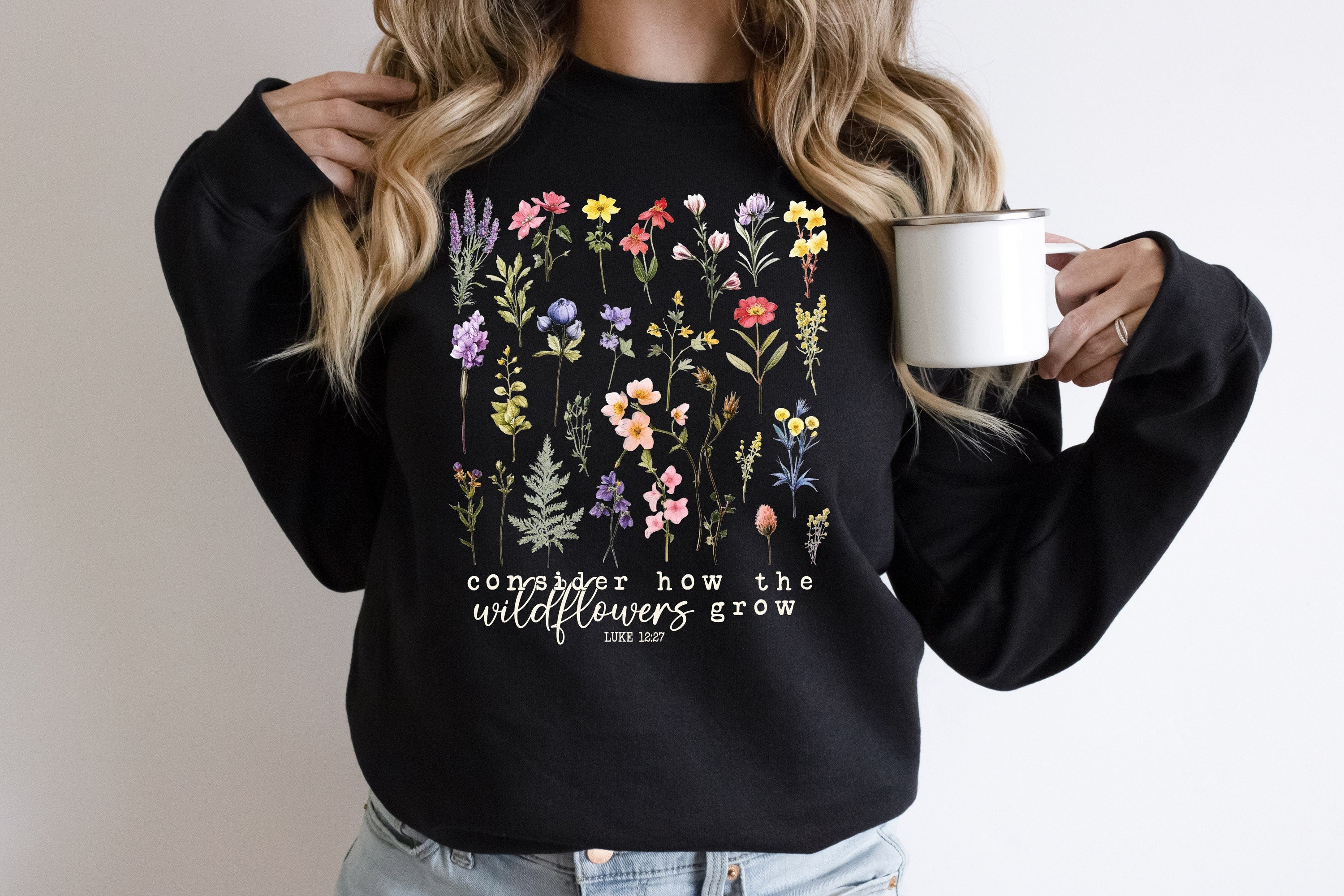 Consider How The Wildflowers Grow Sweatshirt Bible Verse Sweatshirt Christian HoodieWildflower HoodieFlowers Women HoodieReligious Gift Hoodie – Aesthetic Look · Trending Graphic Apparel