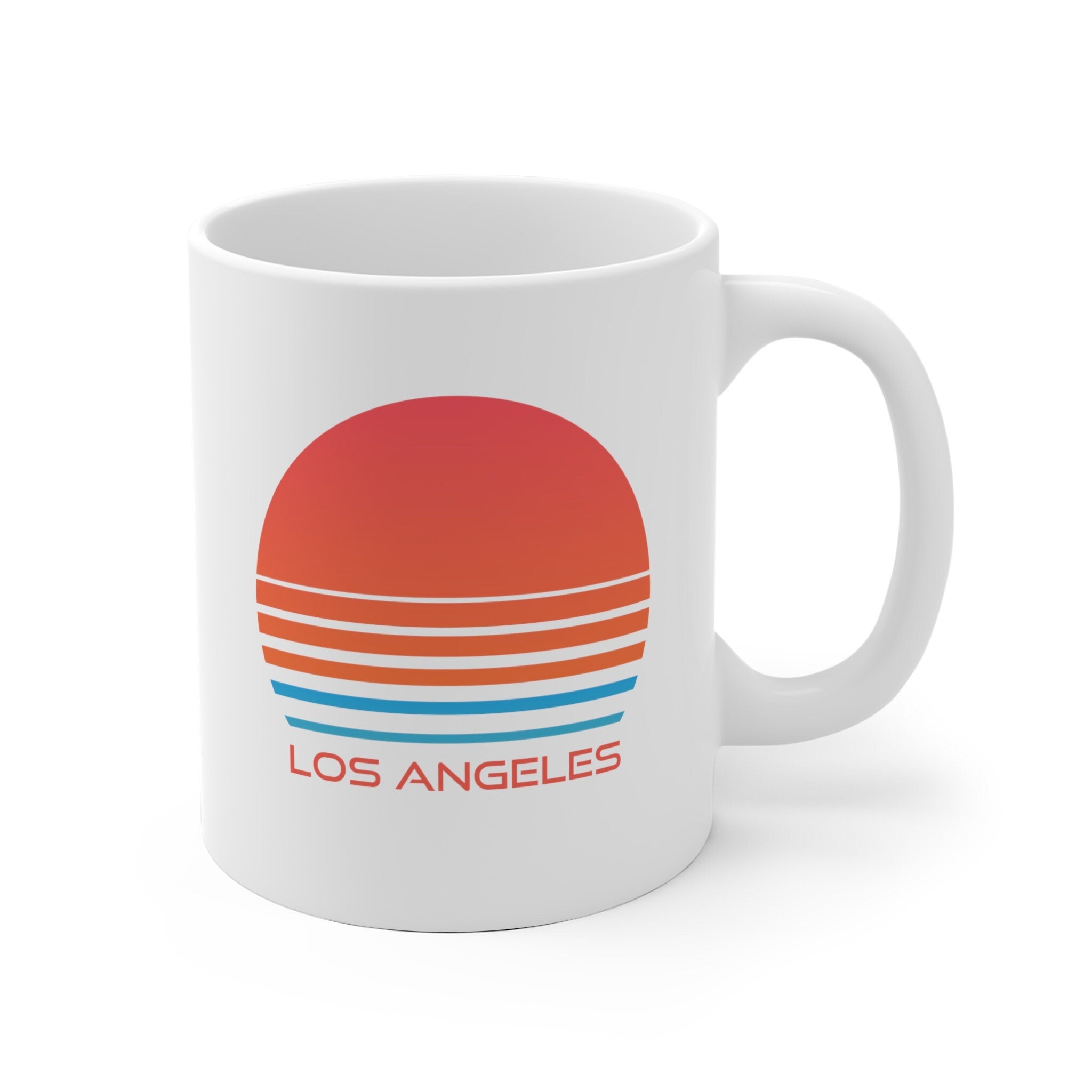Los Angeles California Mug Retro 80s Ceramic Los Angeles Mug Personalization Available Graphic Tee – Warm & Stylish · High-Quality Print