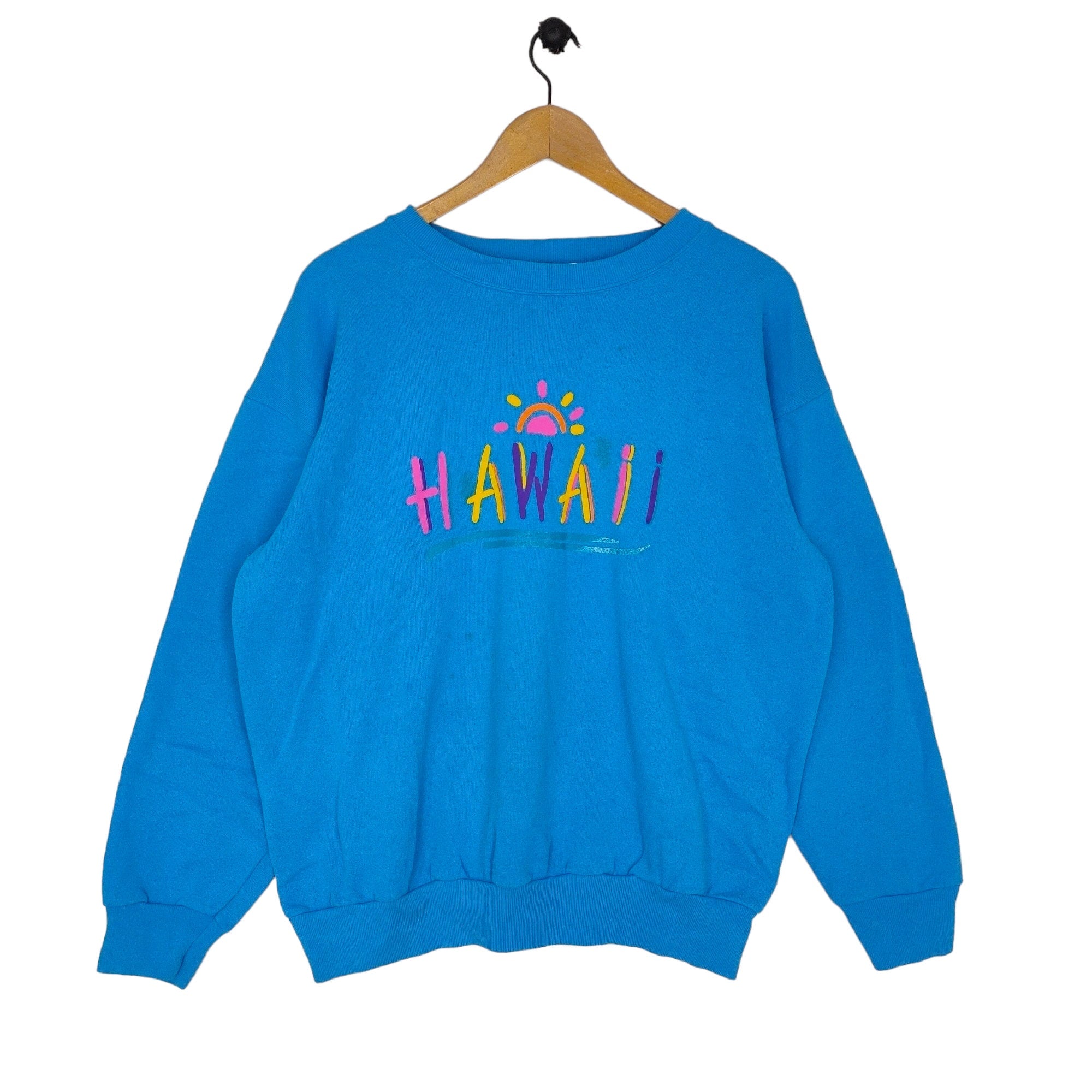 90s The Aloha State Of Hawaii Sweatshirt Vintage HRLA Sweater Jumper Crewneck Blue Size XL Sweatshirt – Cozy Vibes · Great Gift For Fans