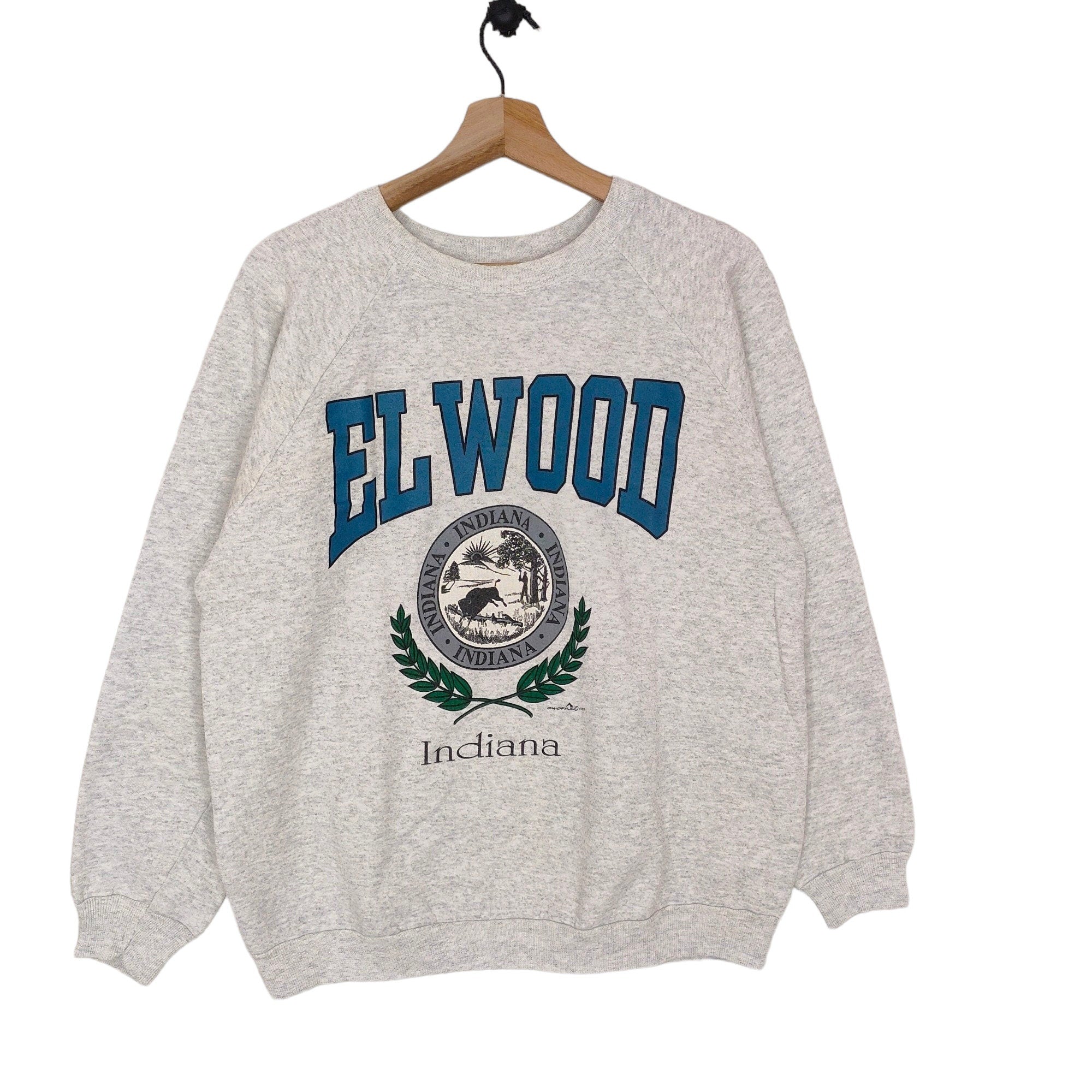 90s El Wood Indiana Crewneck Sweatshirt Large Vintage Hanes Sweater Jumper Indiana USA Souvenir Size L Sweatshirt – Cozy Vibes · High-Quality Print