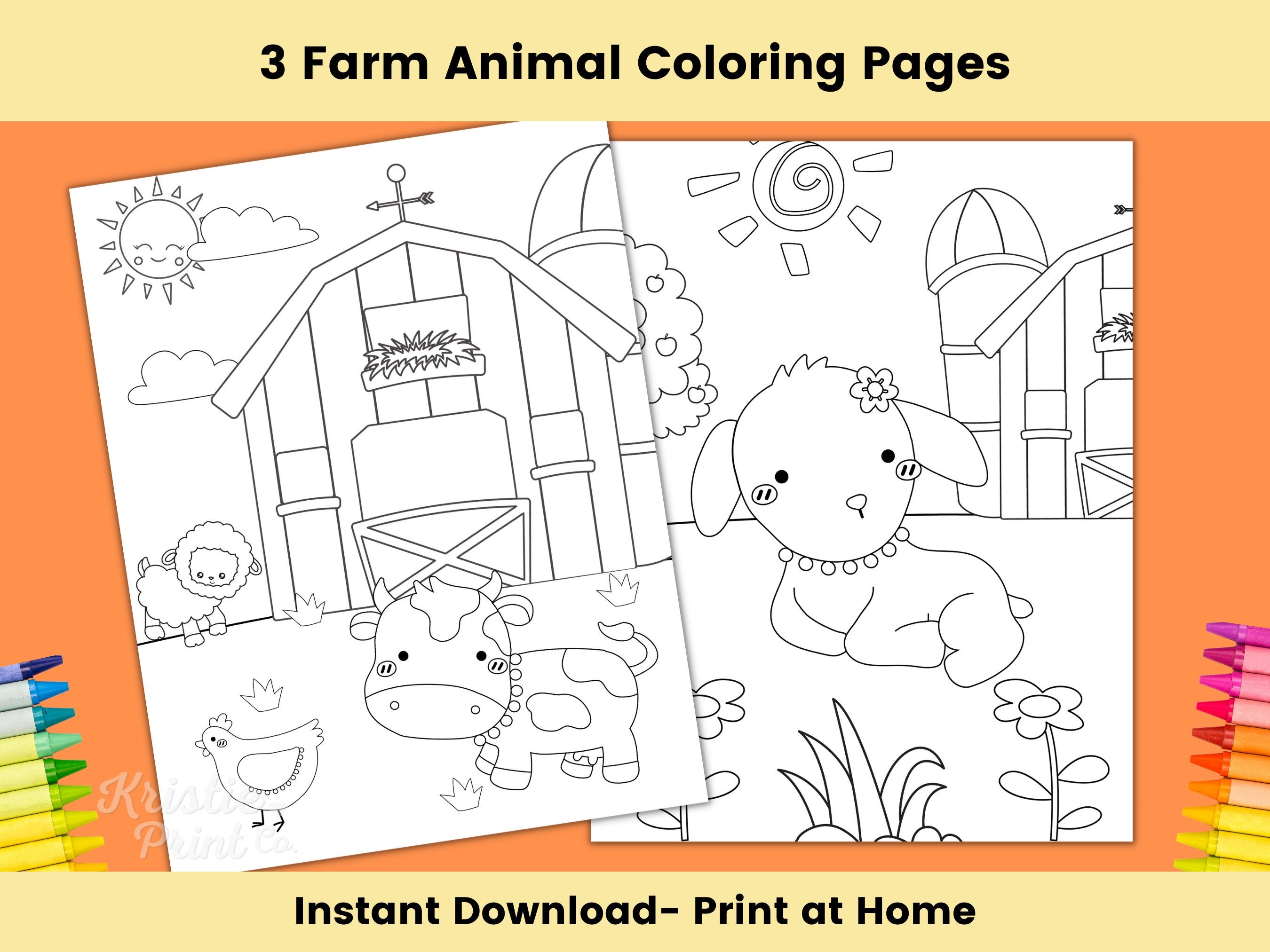 Farm Coloring Pages for Kids Printable Farm Party Activities Farm Birthday Party Farm Party Supplies Farm Favors Baby Shower Activity Graphic Tee – Feel-Good Design · Great Gift For Fans