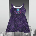 CyberPunk Cybernetic Skull breaking through a Purple Neon Circuit Board Women39s Skater Dress AOP Graphic Tee – Aesthetic Look · Must-Have Style