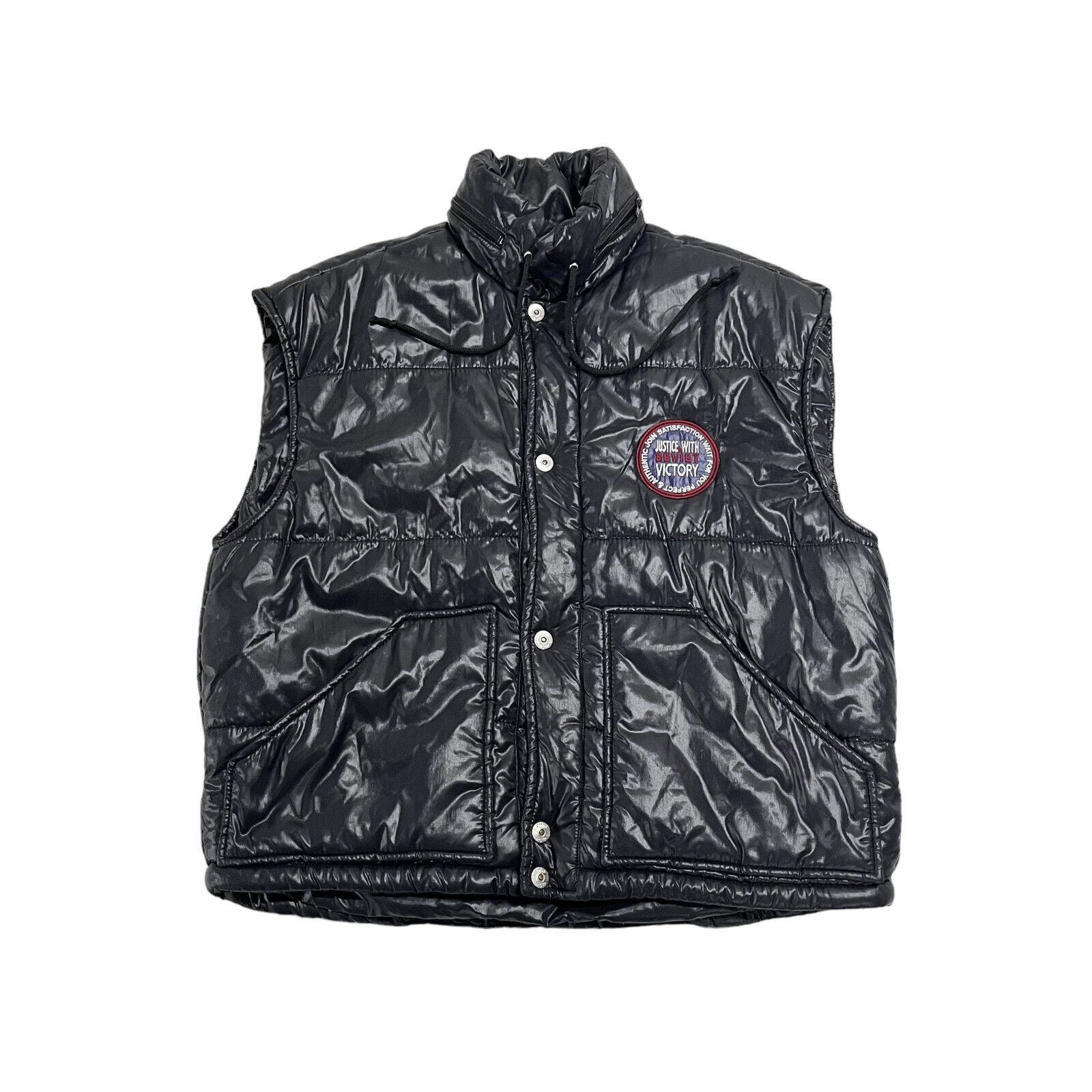 Justice With Soviet Victory Padded Gilet Vintage Puffer Bodywarmer Black VTG Graphic Tee – Bold Style · Perfect For Daily Wear