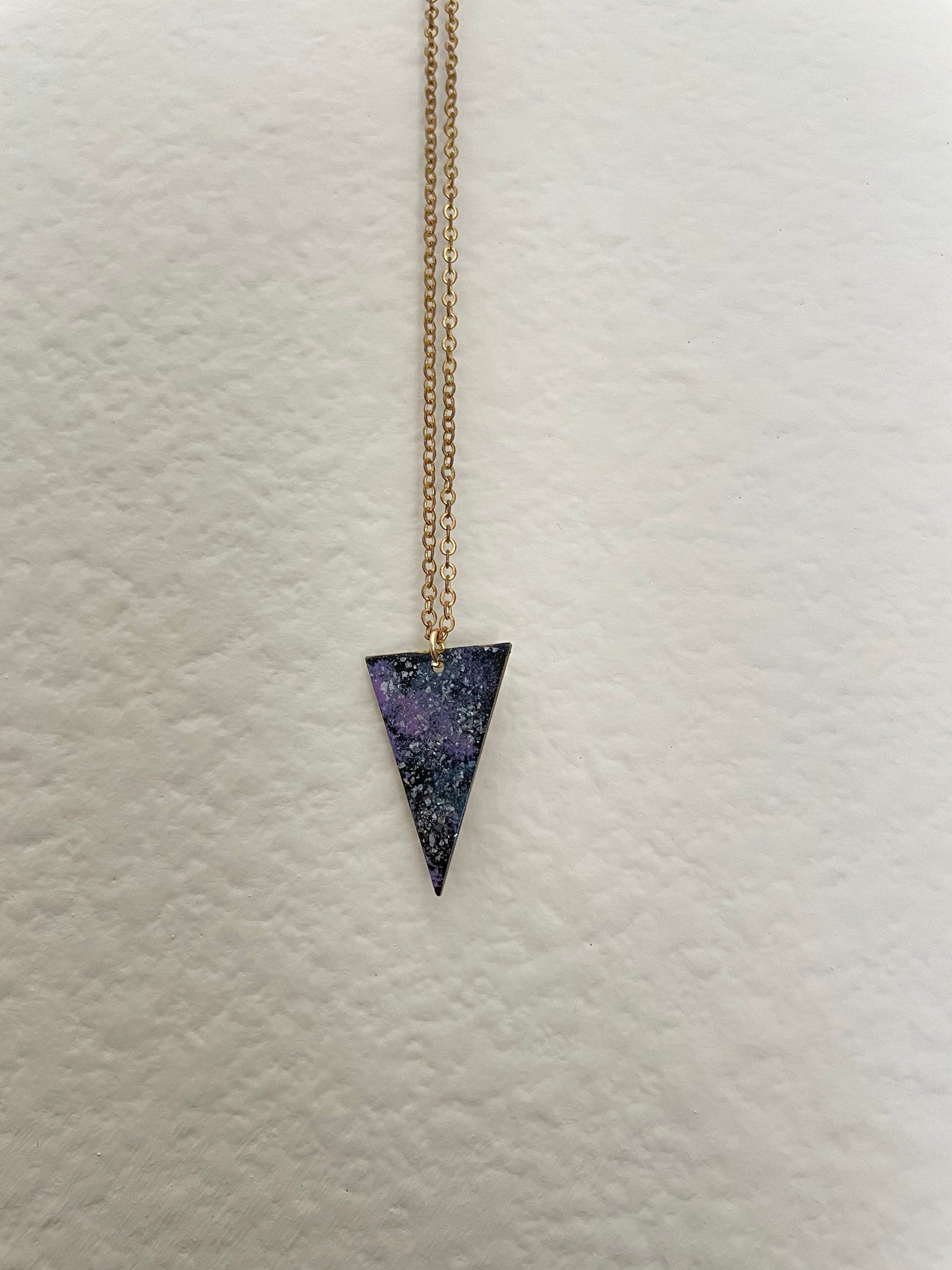 Hand Painted Galaxy Triangle Pendant Necklace Graphic Tee – Cozy Vibes · Perfect For Daily Wear