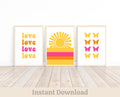Retro Sun Wall art Preppy Wall Art Trendy Poster Prints Yellow Wall Art Set of 3 Prints 6039s Bedroom Decor Girls Room Teen Preteen Room Graphic Tee – Fan Favorite · Great Gift For Fans