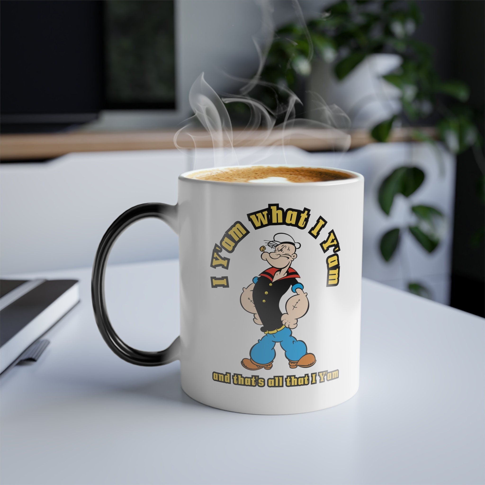 Popeye Color Morphing 11 oz Mug 39I Y39am What I Y39am39 Quote Ceramic Heat Sensitive Popeye quote transformative fan gift Glossy finish Graphic Tee – Warm & Stylish · High-Quality Print