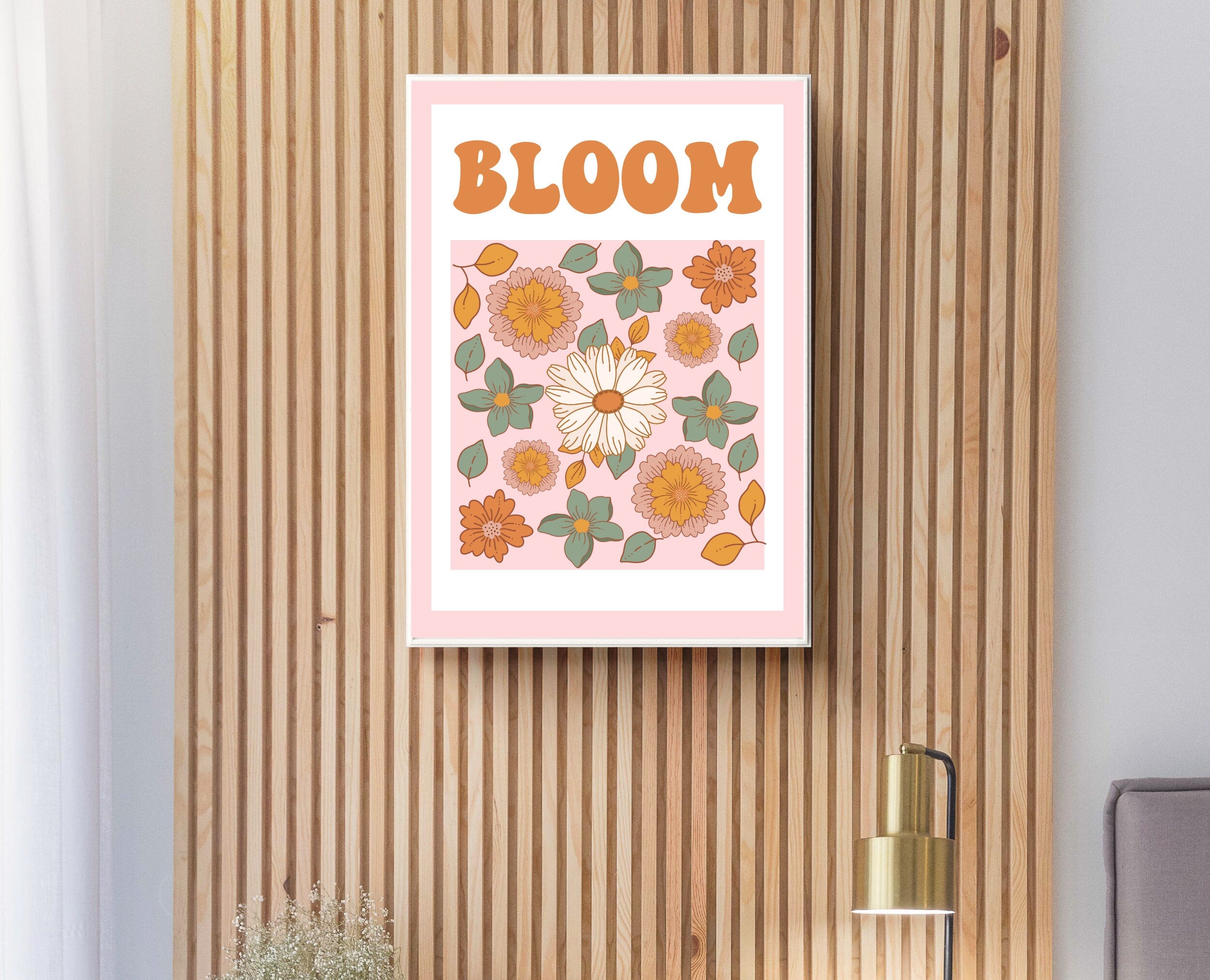 Bloom Wall Art Boho Wall Prints Retro Wall Art Groovy Wall Art Download Retro Floral Wall Art 70s Floral Mid Century Modern Decor Pink Graphic Tee – Everyday Comfort · Perfect For Daily Wear