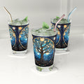 Nighttime Blossoms A Celestial Tree Stained Glass Artwork 16oz Pint Glass Gift idea gifts for home decor housewarming gift Graphic Tee – Soft Feel · Trending Graphic Apparel