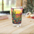 Desert Cactus Bloom A Stained Glass Tribute to Cacti 16oz Pint Glass Gift idea gifts for home decor housewarming gift Graphic Tee – Everyday Comfort · High-Quality Print