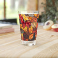 Seasonal Fall Leaves on a Stained Glass Masterpiece 16oz Pint Glass Gift idea gifts for home decor housewarming gift Graphic Tee – Everyday Comfort · High-Quality Print