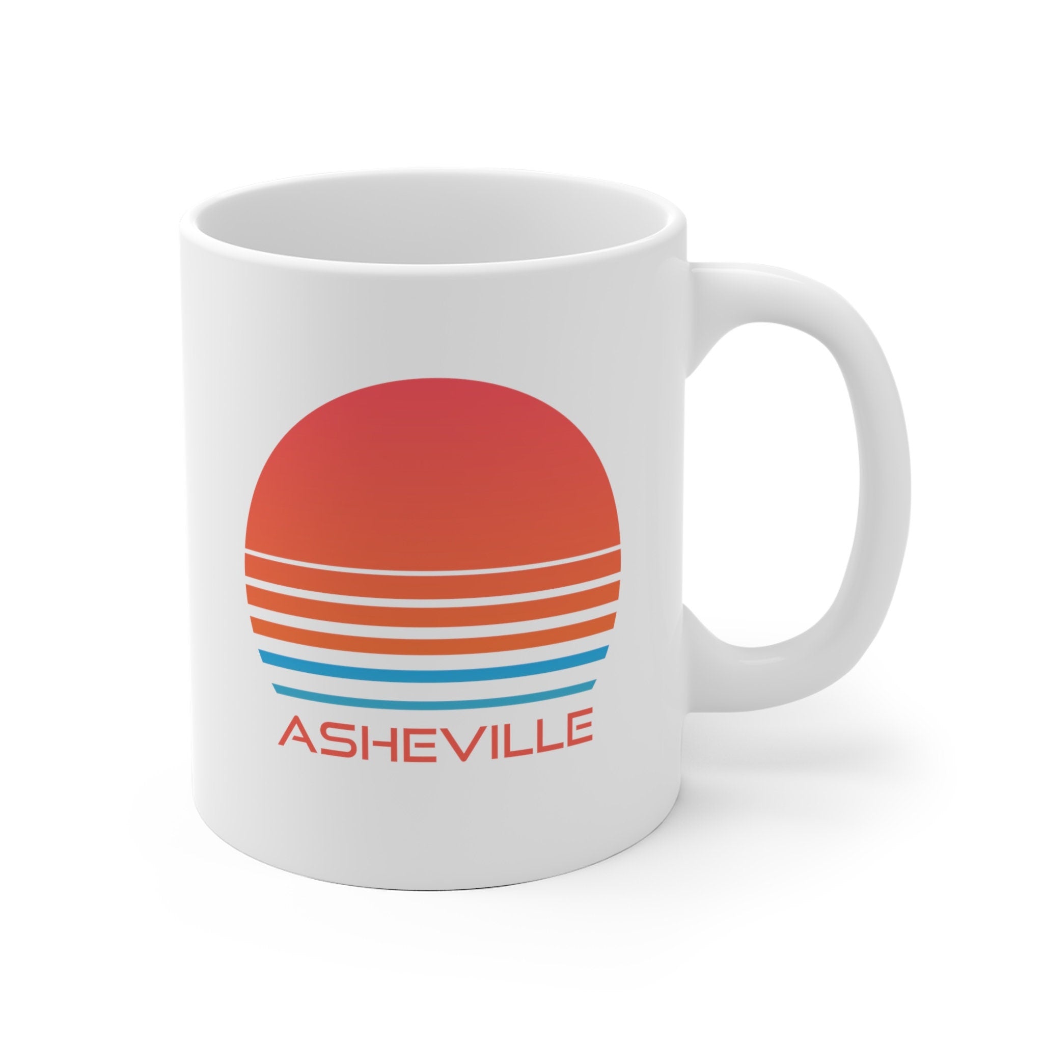 Asheville North Carolina Mug Retro 80s Ceramic Asheville Mug Personalization Available Graphic Tee – Everyday Comfort · Must-Have Style