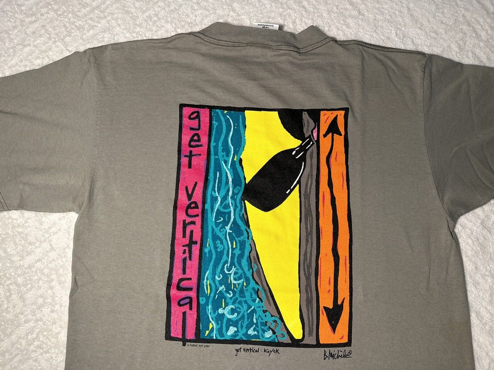 Vintage 1990s 90s Kayak Get Vertical Fabric Art Kayaking River Outdoor T Shirt L Graphic Tee – Aesthetic Look · Great Gift For Fans