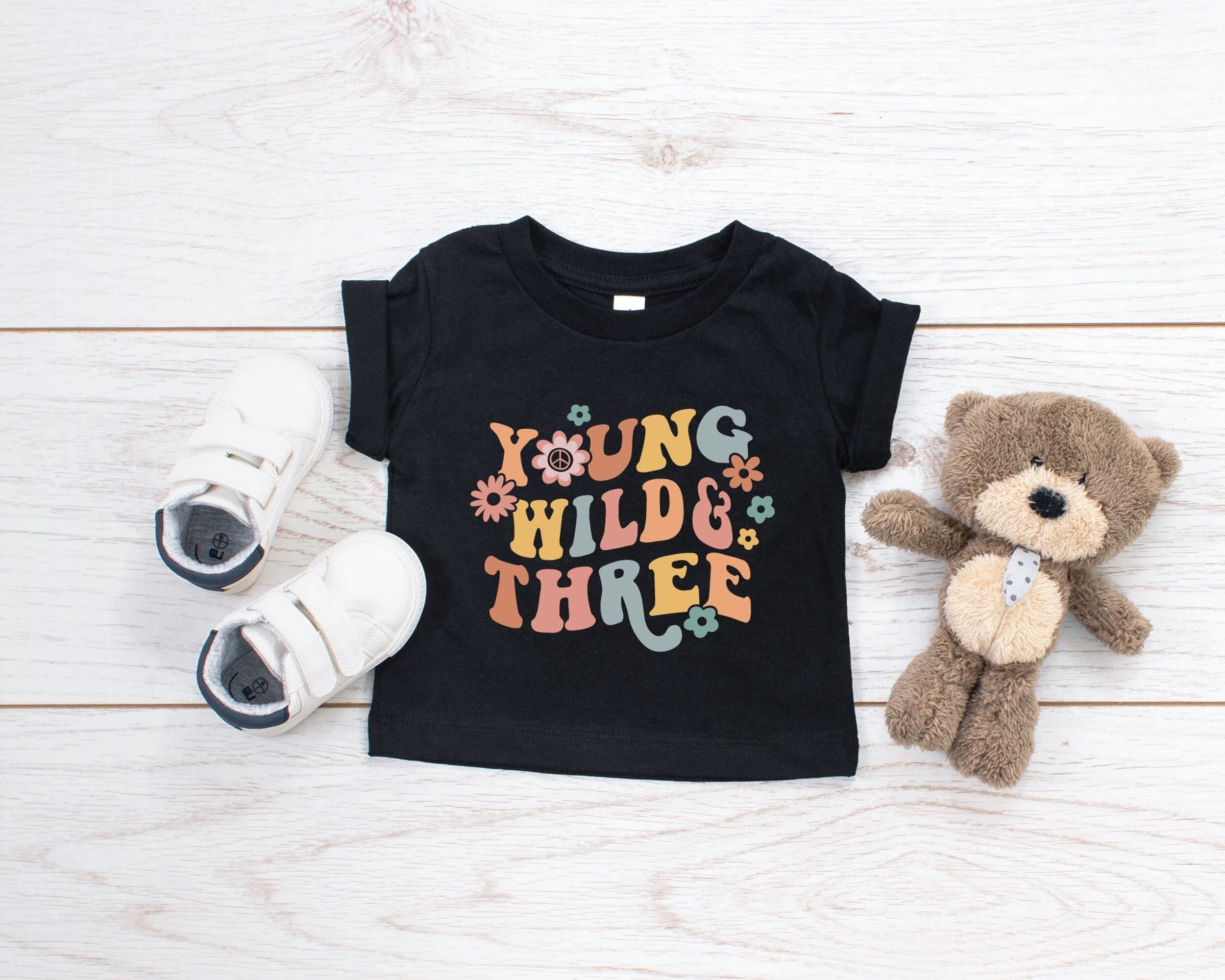 Funny Kids Third Birthday Tee 3rd Birthday Toddler T Shirt For Toddler Girl Girls Three 3rd Birthday Gift Young Wild Three Kids Shirt Graphic Tee – Easygoing Wear · Perfect For Daily Wear