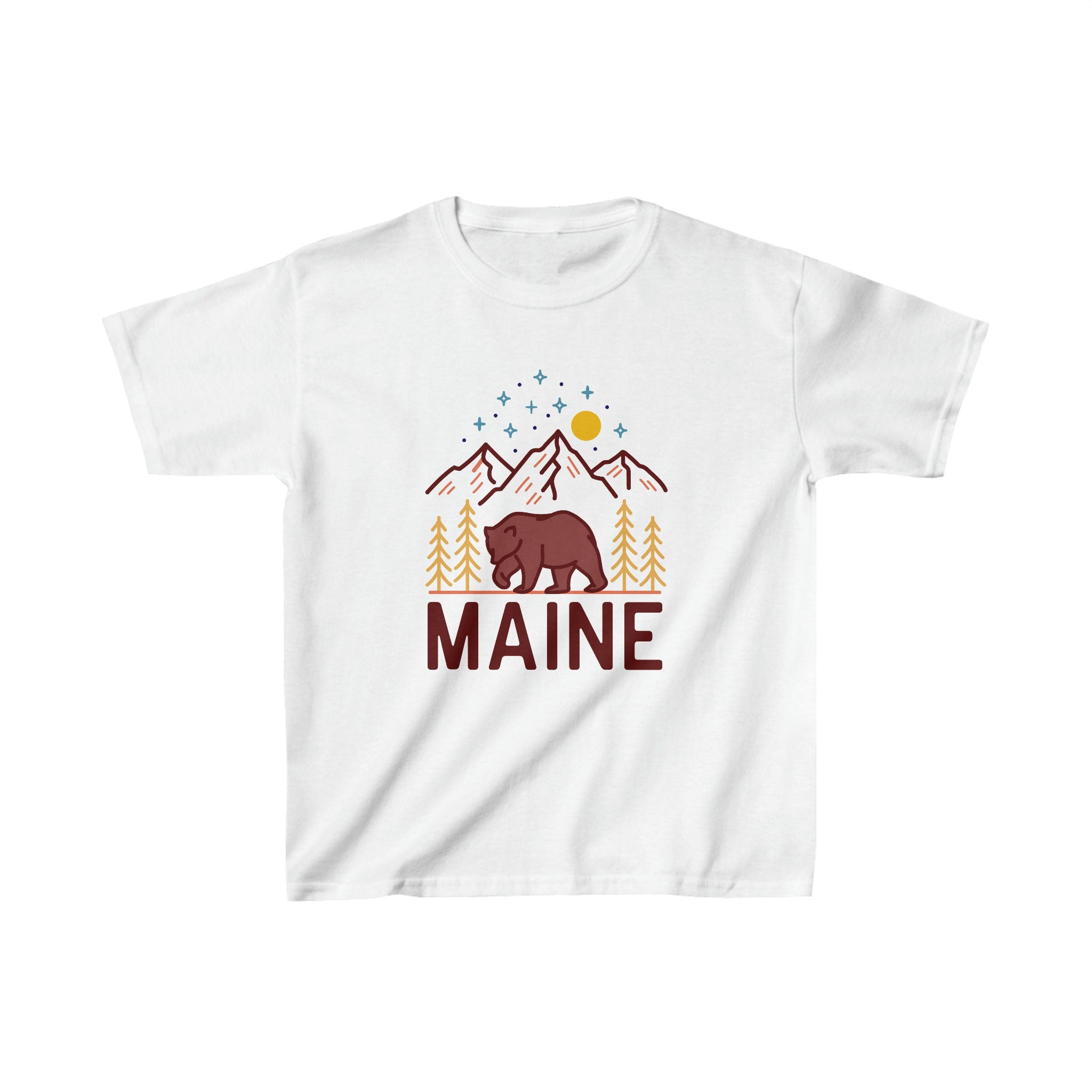 Maine Youth Shirt Retro Mountain Maine Kid39s TShirt Personalization Available Graphic Tee – Fan Favorite · Great Gift For Fans