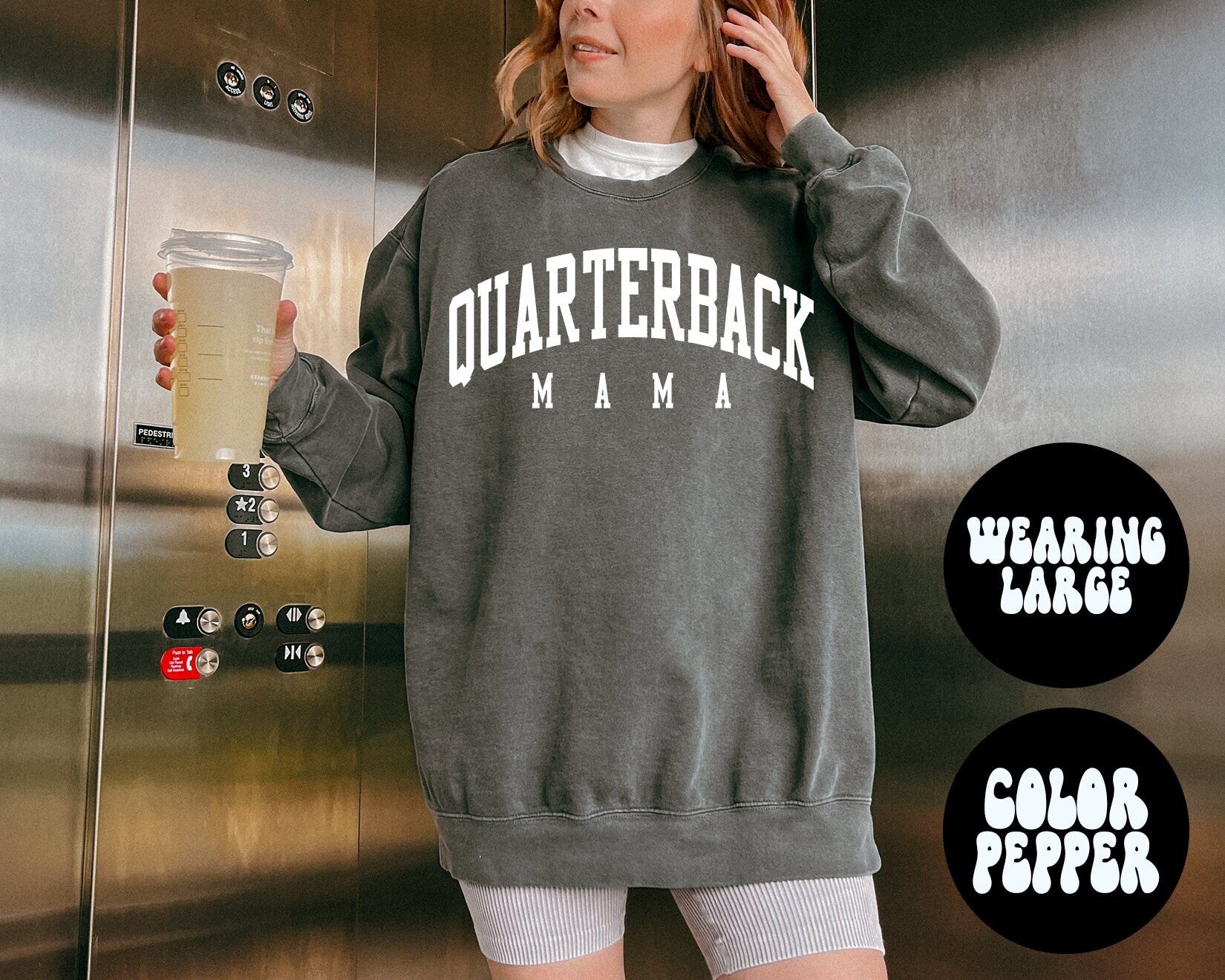Quarterback Mama Mom Sweatshirt COMFORT COLORS Gifts Crewneck Sweater Shirt Jumper Sweatshirt – Easygoing Wear · High-Quality Print