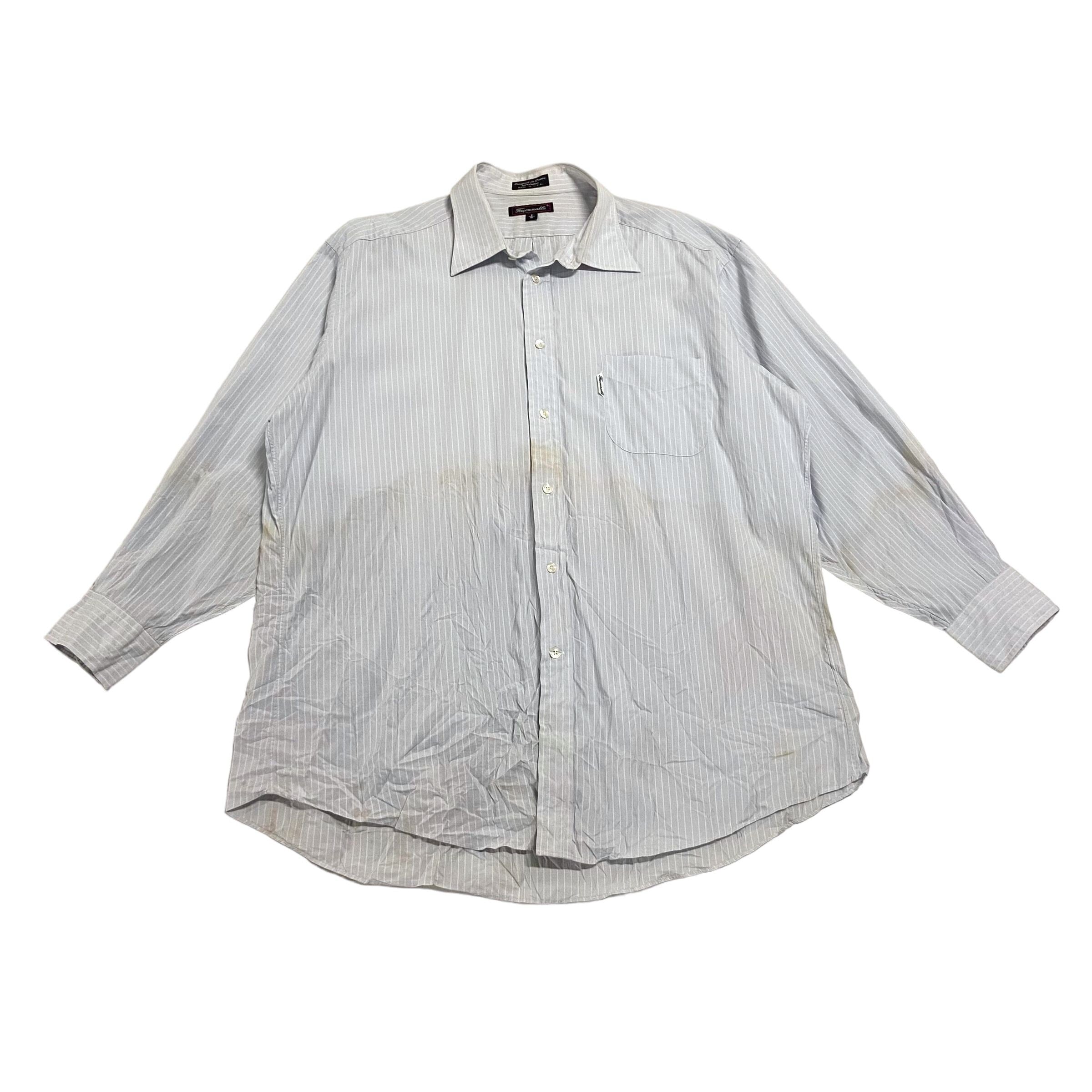 Faconnable Pin Stripe Button Up Shirt Vintage High End Luxury Formal Blue VTG Graphic Tee – Easygoing Wear · Perfect For Daily Wear
