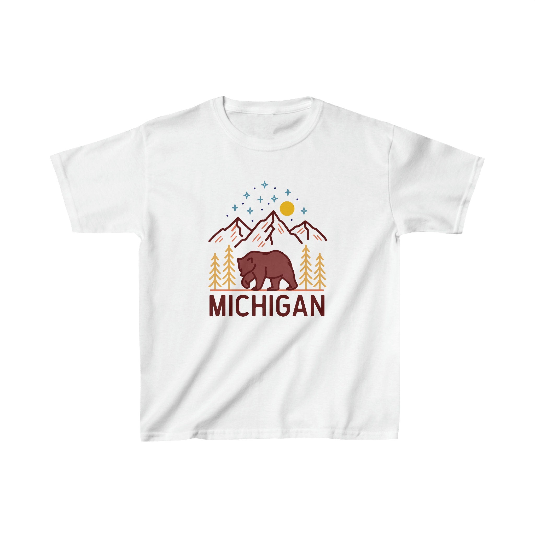 Michigan Youth Shirt Retro Mountain Michigan Kid39s TShirt Personalization Available Graphic Tee – Easygoing Wear · Great Gift For Fans