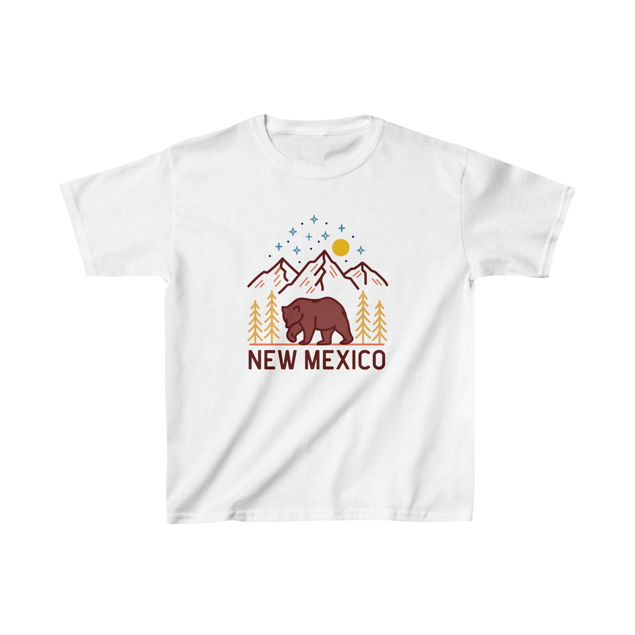 New Mexico Youth Shirt Retro Mountain New Mexico Kid39s TShirt Personalization Available Graphic Tee – Cozy Vibes · Great Gift For Fans