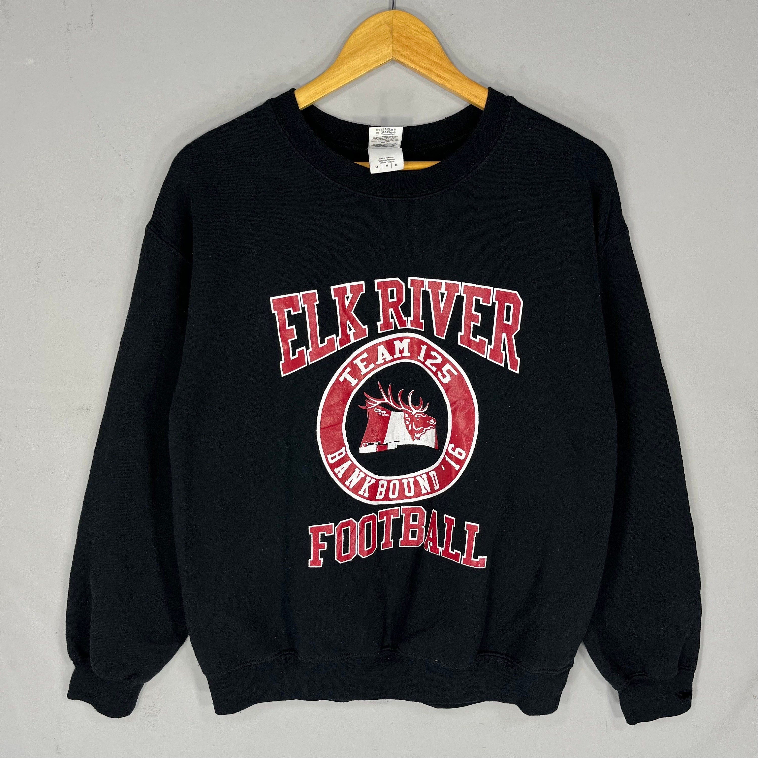 Vintage Gildan Tag Elk River Football Spellout BigLogo Printed Sweatshirt Crewneck Baggie Sweater Football Colour Black Size Medium Sweatshirt – Feel-Good Design · Must-Have Style