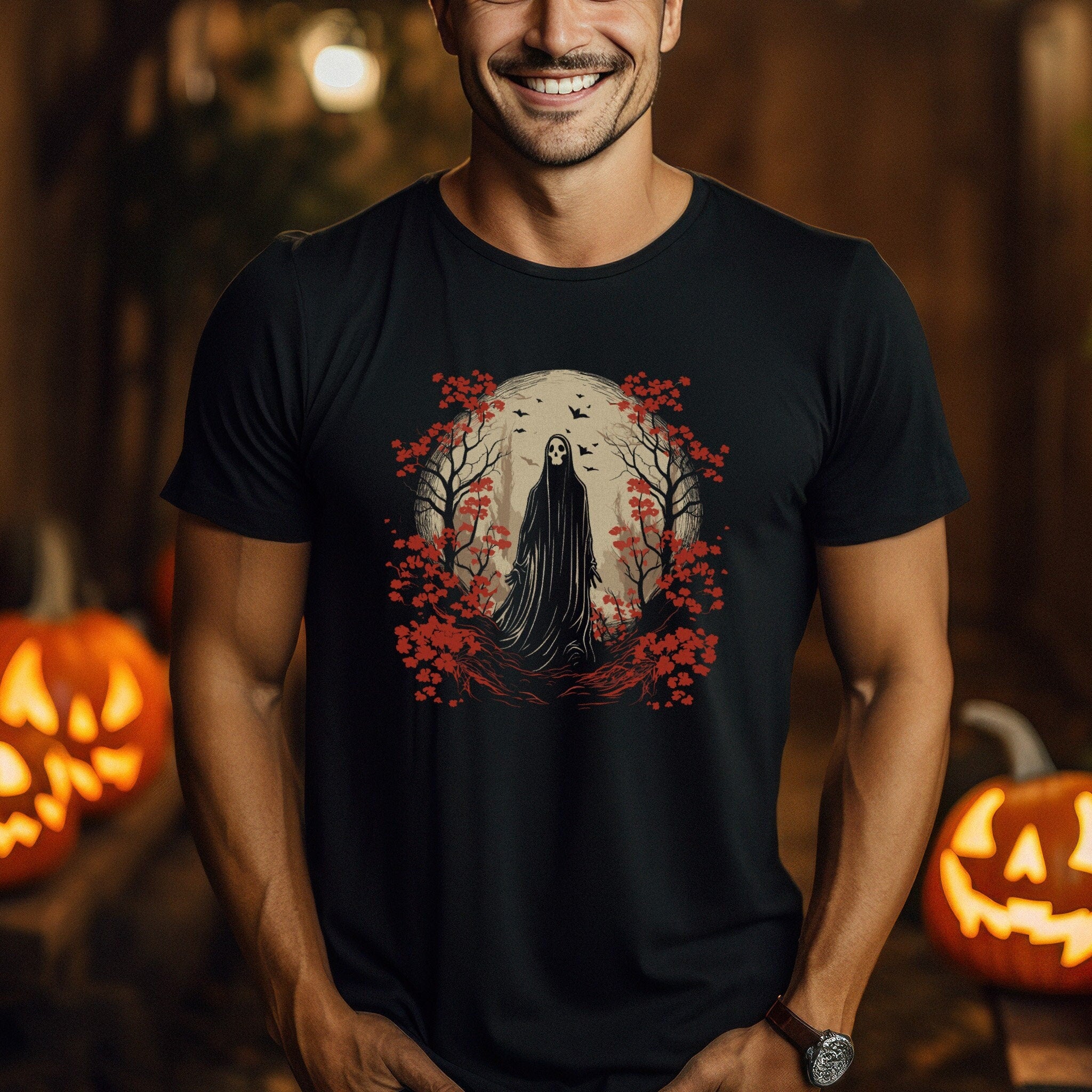 Floral Halloween Ghost Shirt Creepy Gothic Top Dark Fall Sweatshirt Gift for spooky Season Lovers Vintage Design Sweatshirt Sweatshirt – Warm & Stylish · Trending Graphic Apparel