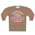 Vintage Green and Orange Rhombus pattern Fall Unisex Sweatshirt AOP Embrace Autumn39s Beauty in Style Sweatshirt – Cozy Vibes · High-Quality Print