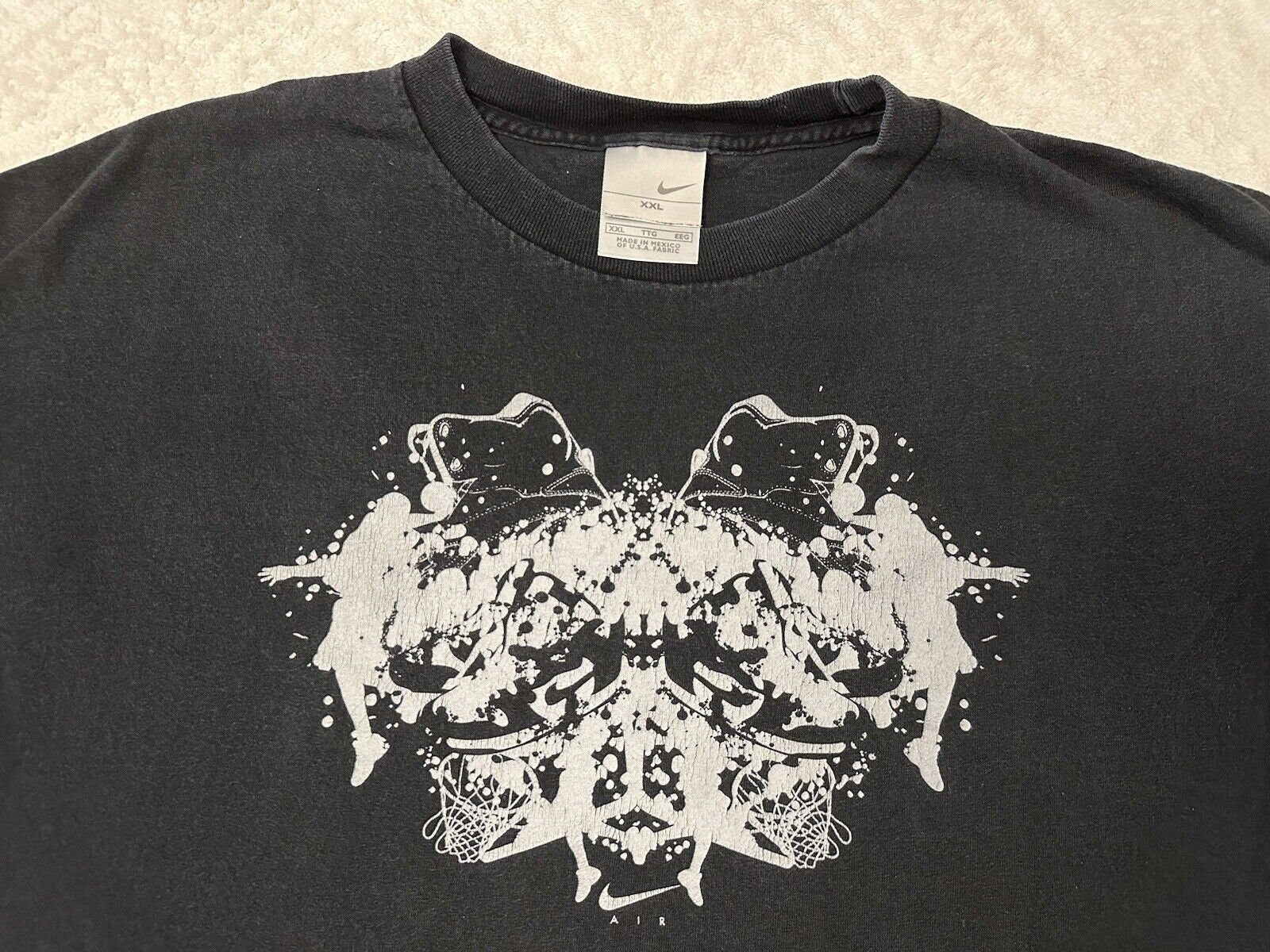 Vintage 2000s Y2K Nike Air Basketball Rorschach Test Sneaker Art T Shirt XL XXL Graphic Tee – Soft Feel · Perfect For Daily Wear