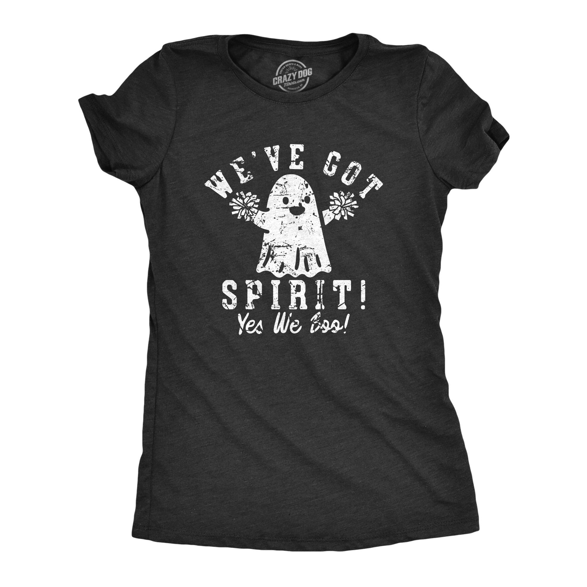 Ghost Shirt Women Black Spooky Shirt Funny Halloween Shirt Halloween Costume Halloween We39ve Got Spirit Yes We Boo Cheerleader Graphic Tee – Soft Feel · Trending Graphic Apparel