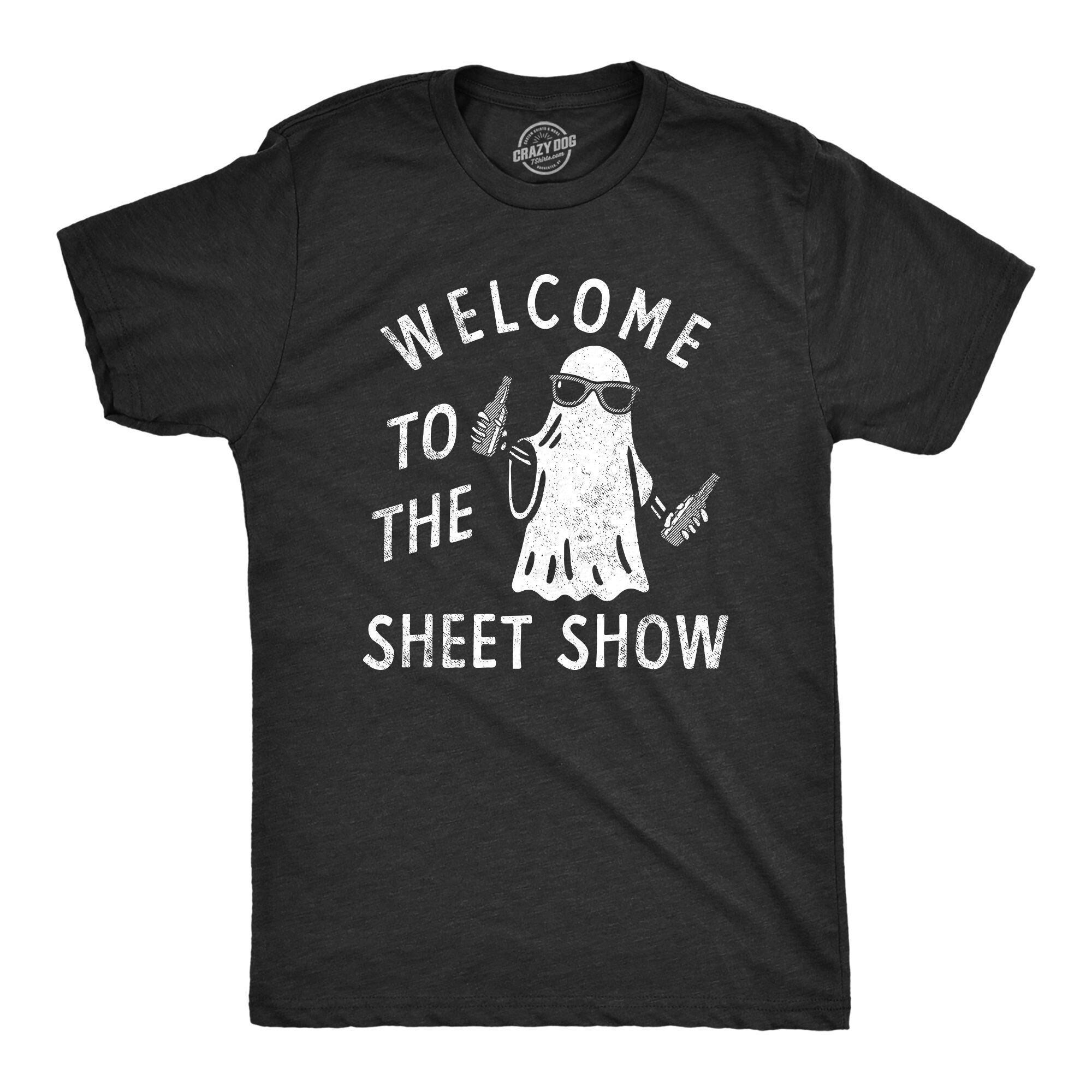 Ghost Shirt Halloween Shirt Men Black Spooky Shirt Funny Halloween Shirt Trick Treat Costume Welcome To The Sheet Show Shit Show Graphic Tee – Aesthetic Look · Trending Graphic Apparel