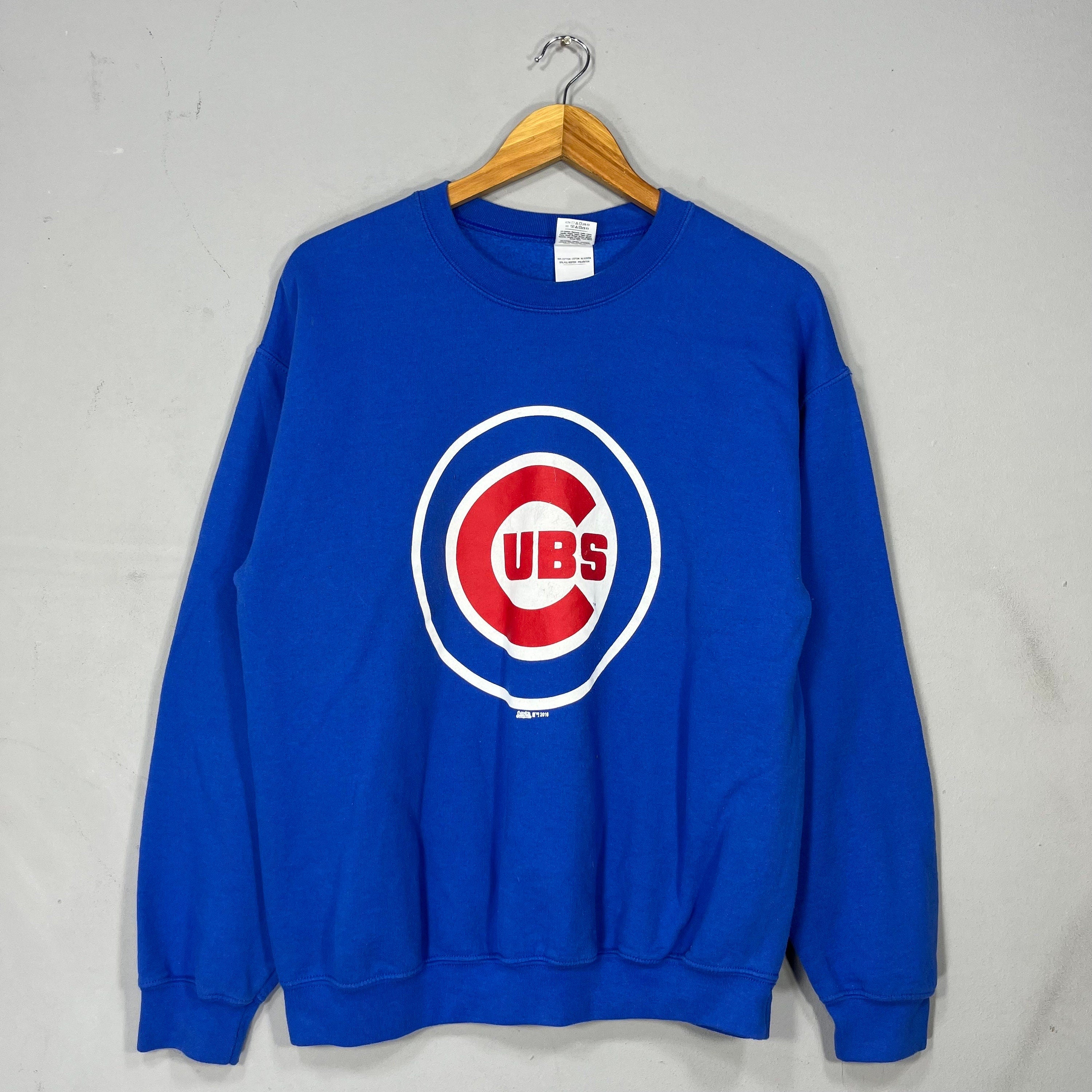 Vintage Gildan Tag Cubs Spellout Printed Big Logo Sweatshirt Crewneck Pullover Sweater Chicago Cubs Colour Blue Size Medium Sweatshirt – Soft Feel · Trending Graphic Apparel