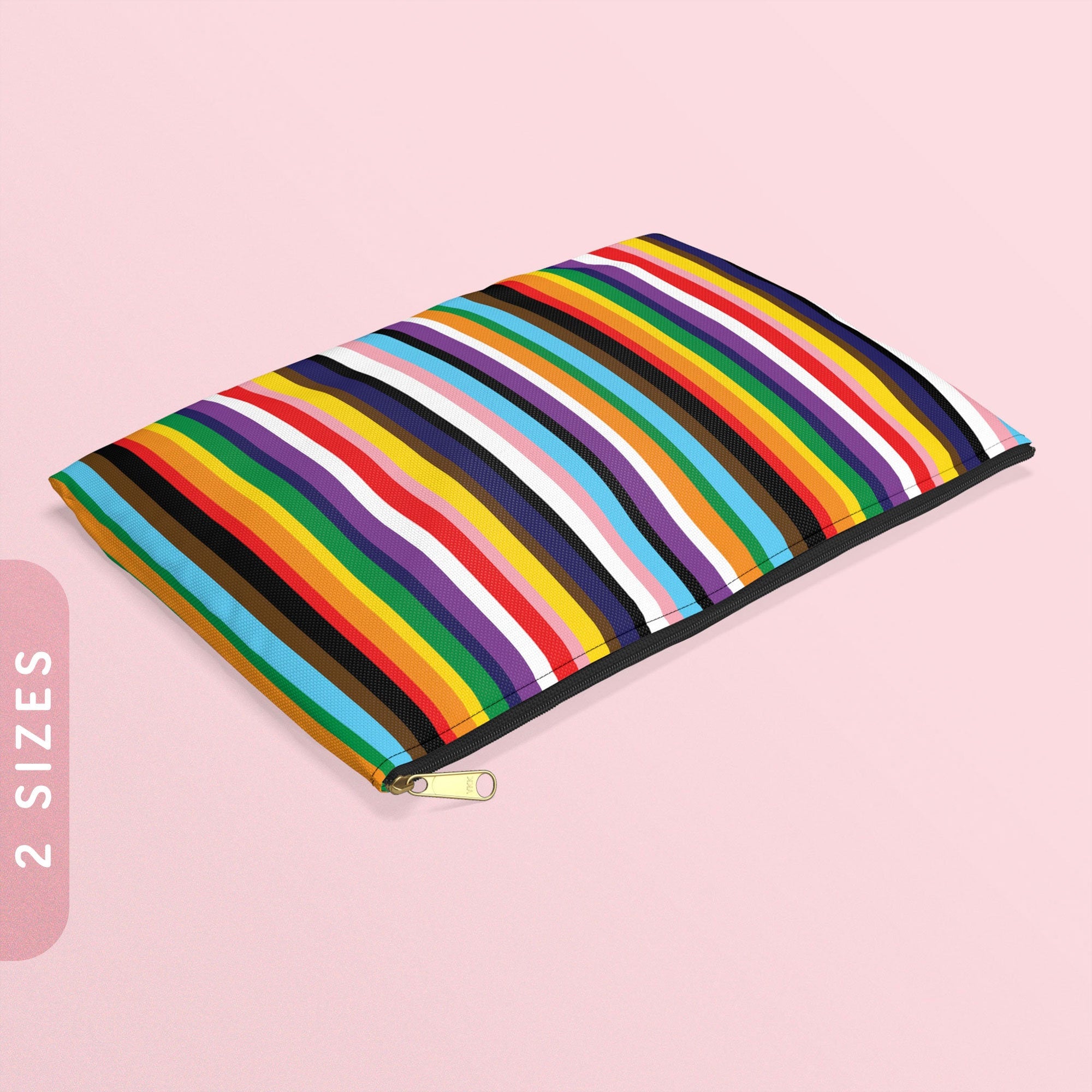 Progress Pride Flag Stripes Accessory Pouch LGBTQ Pride Zip Pouch Progressive Flag Zippy Purse Gay Lesbian Bi Pride Coin Zipper Wallet Graphic Tee – Aesthetic Look · Trending Graphic Apparel