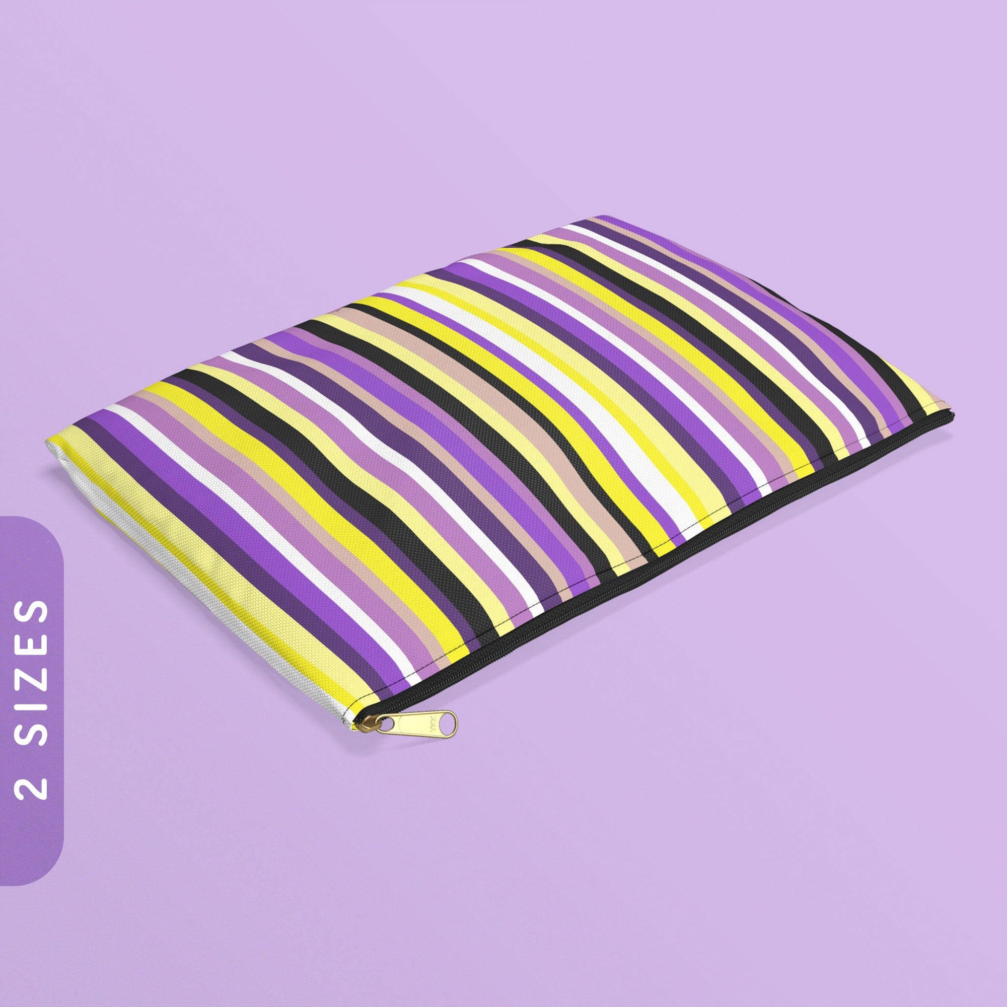 Nonbinary Pride Flag Stripes Accessory Pouch LGBTQ Pride Zip Pouch Genderfluid Zippy Purse Non Binary Pride Coin Wallet with Zipper Graphic Tee – Easygoing Wear · High-Quality Print