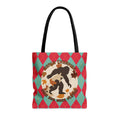 Bigfoot in Fall Leaves Plaid Tote Bag AOP World Champion Hide and Seek Player Tote Bag – Aesthetic Look · Perfect For Daily Wear