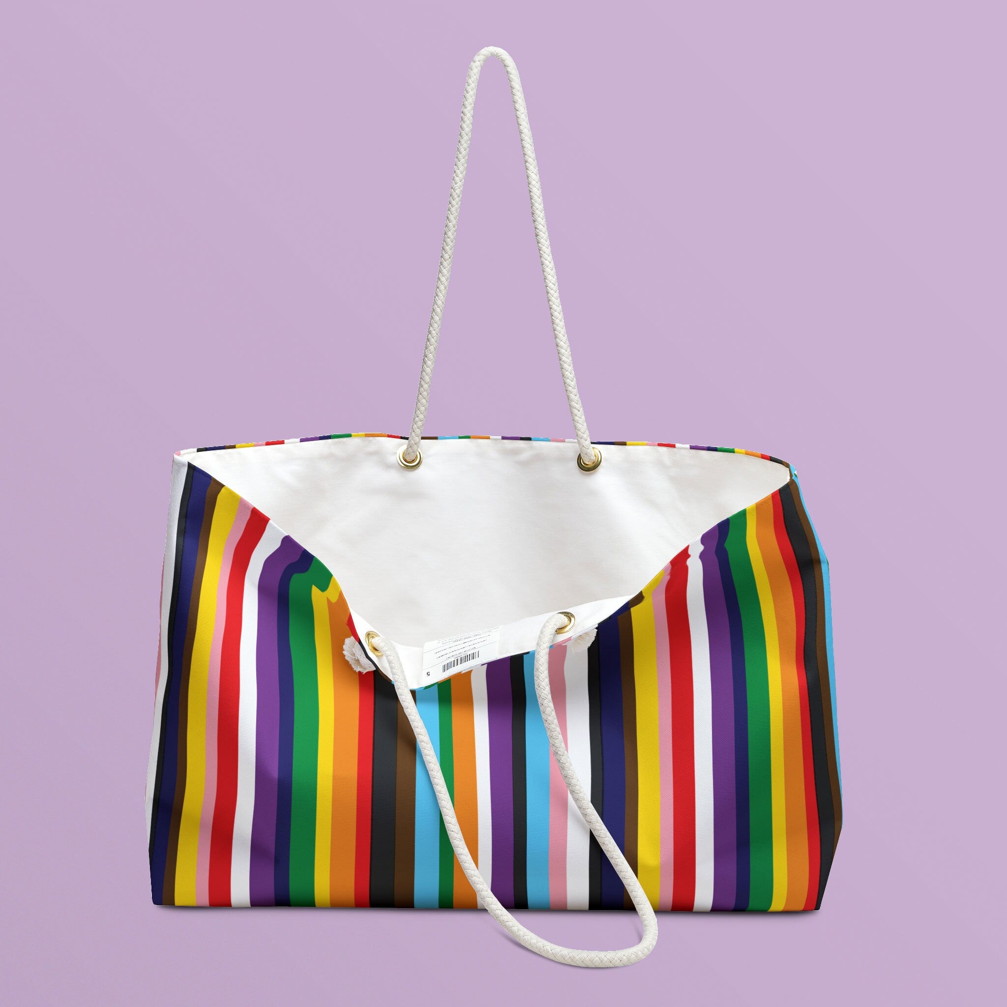Progress Pride Flag Stripes Weekender Bag All Over Print Oversized Beach Bag LGBTQ Progressive Pride Tote Bag Pride Shoulder Bag Tote Bag – Everyday Comfort · High-Quality Print