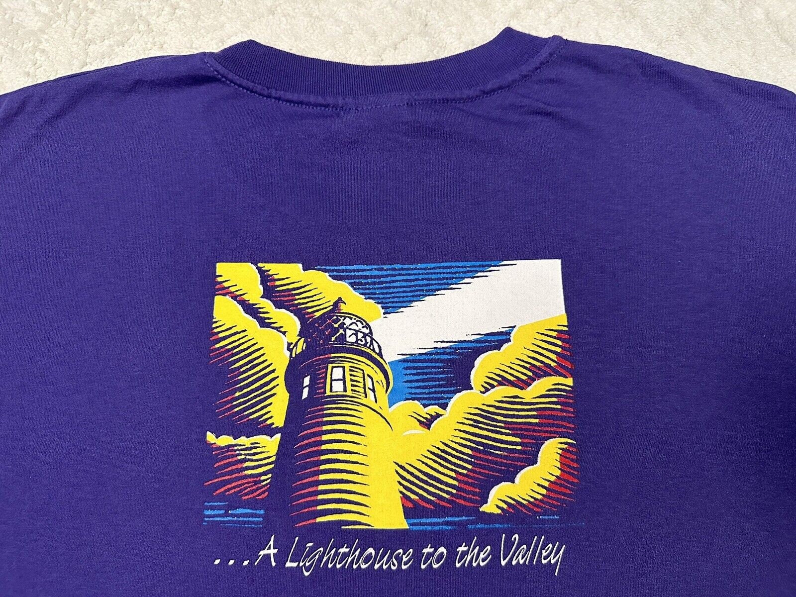 Vintage 1990s 90s Living Word Christian Fellowship Lighthouse Jesus T Shirt L Graphic Tee – Aesthetic Look · Great Gift For Fans