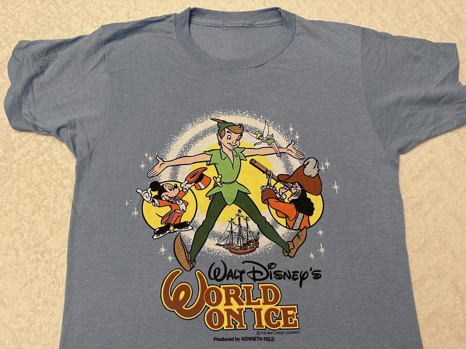 Vintage 1980s 80s Disney World On Ice Peter Pan Captain Hook Mickey T Shirt XS S Graphic Tee – Premium Graphic · Great Gift For Fans
