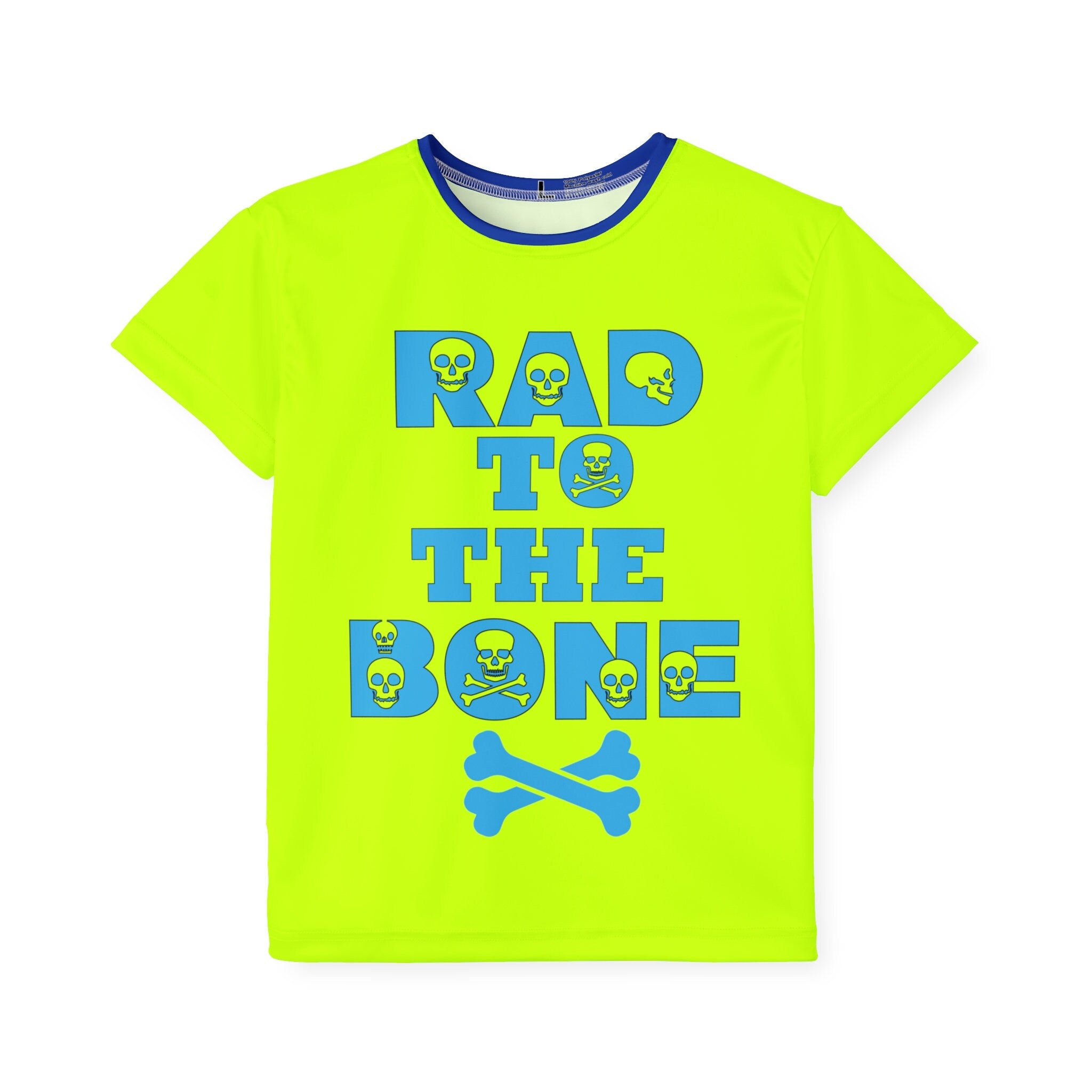 Neon Yellow Rad To The Bone Kids Sports Jersey All Over Print Youth Athletic Shirt Stylish Sports Tee Active Kids Fashion Jersey – Warm & Stylish · Must-Have Style