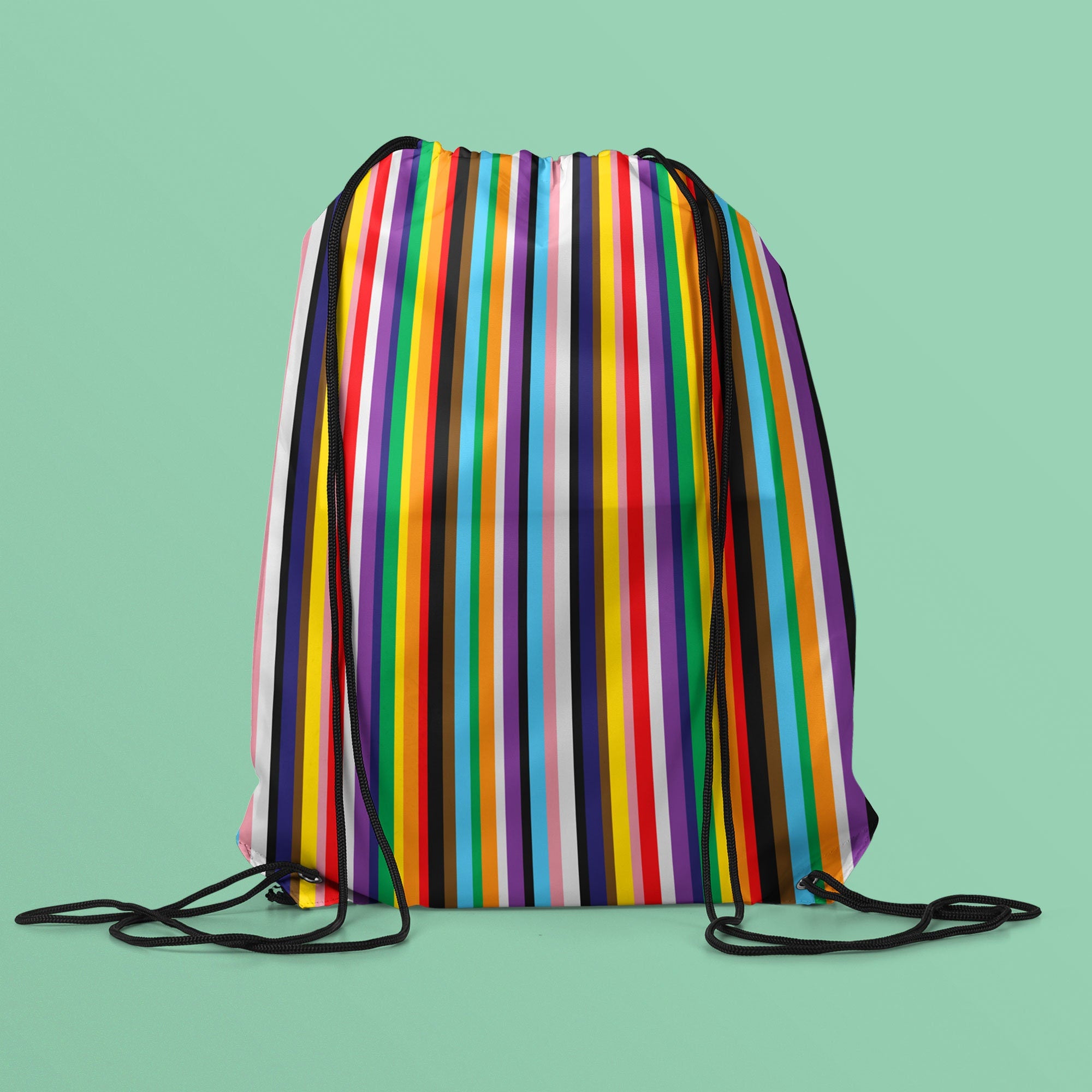 Progress Pride Flag Stripes Drawstring bag All Over Print Drawstring Bag LGBTQ Progressive Flag Sport Bag Gay Lesbian Bi Pride Gym Bag Tote Bag – Soft Feel · Top Pick For Any Outfit
