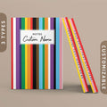 Personalized Progress Pride Flag Stripes Journal Customizable Hardcover Notebook Custom Name Text LGBTQ Gay Lesbian Bi Pride Journal Graphic Tee – Aesthetic Look · High-Quality Print