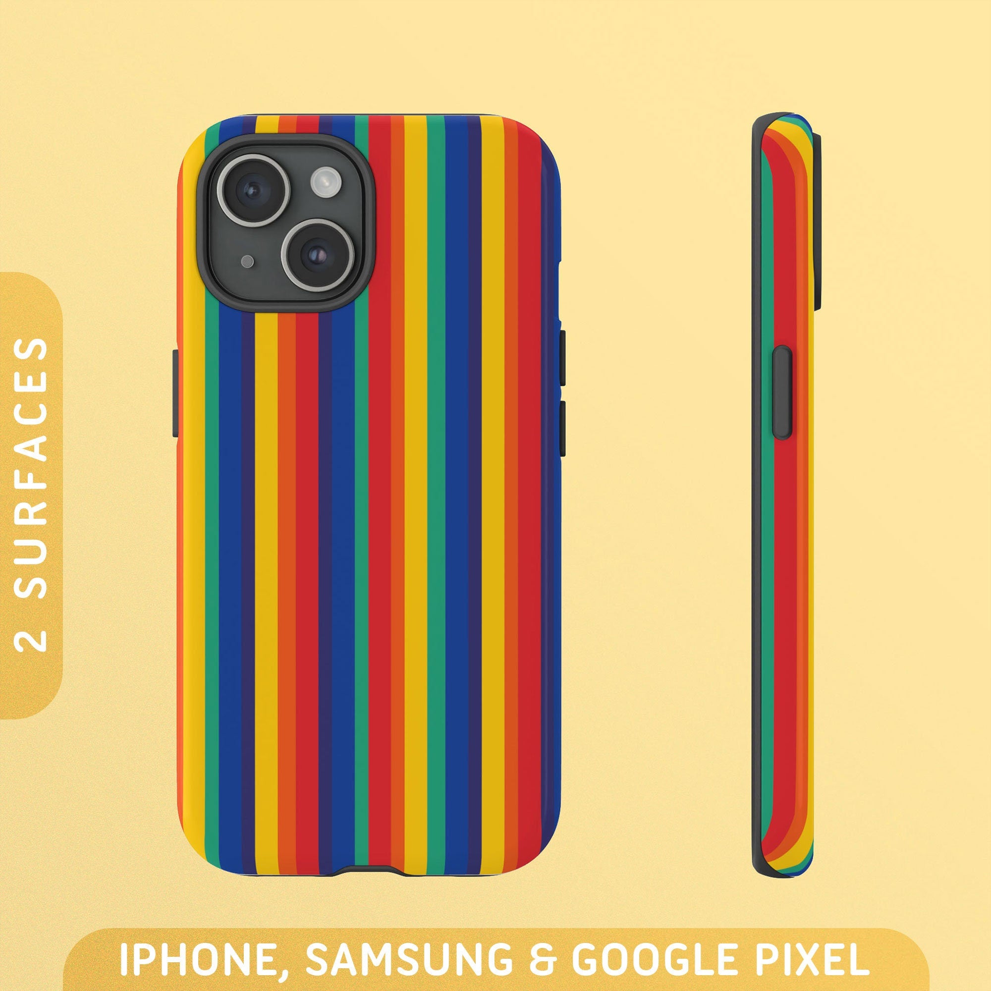 Rainbow Pride Flag Stripes Tough Case iPhone 16 Pro Max Plus 15 14 13 12 11 Samsung S24 S23 S22 S21 Google Pixel 9 8 7 6 5 Phone Graphic Tee – Easygoing Wear · Trending Graphic Apparel